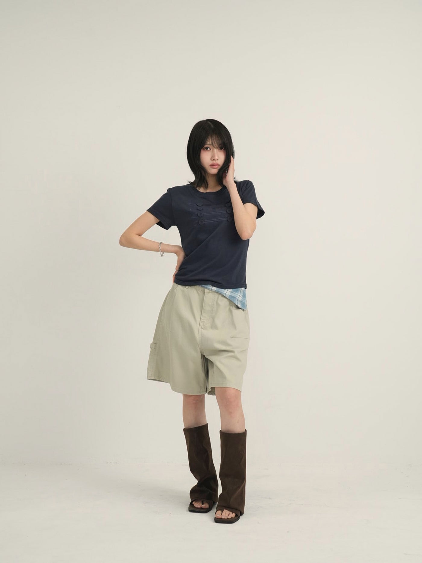 waist check cargo half pants