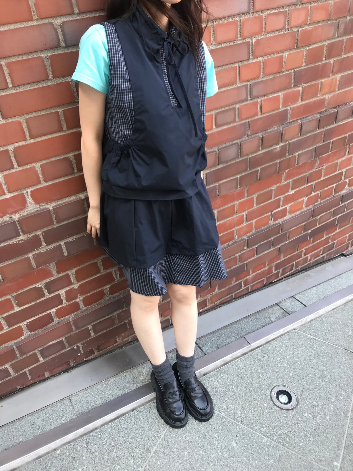 check vest & skirt set