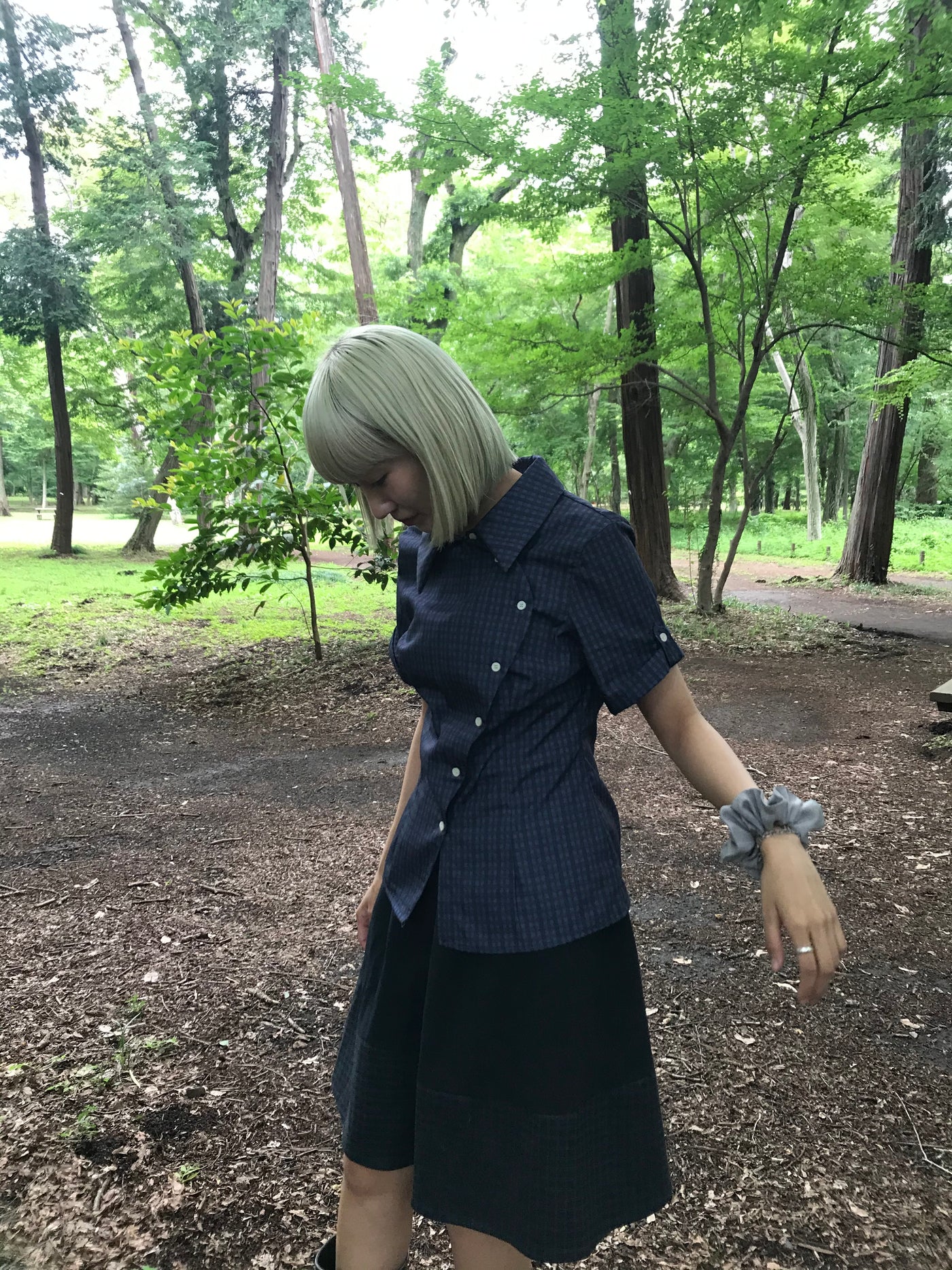 retro check button shirt