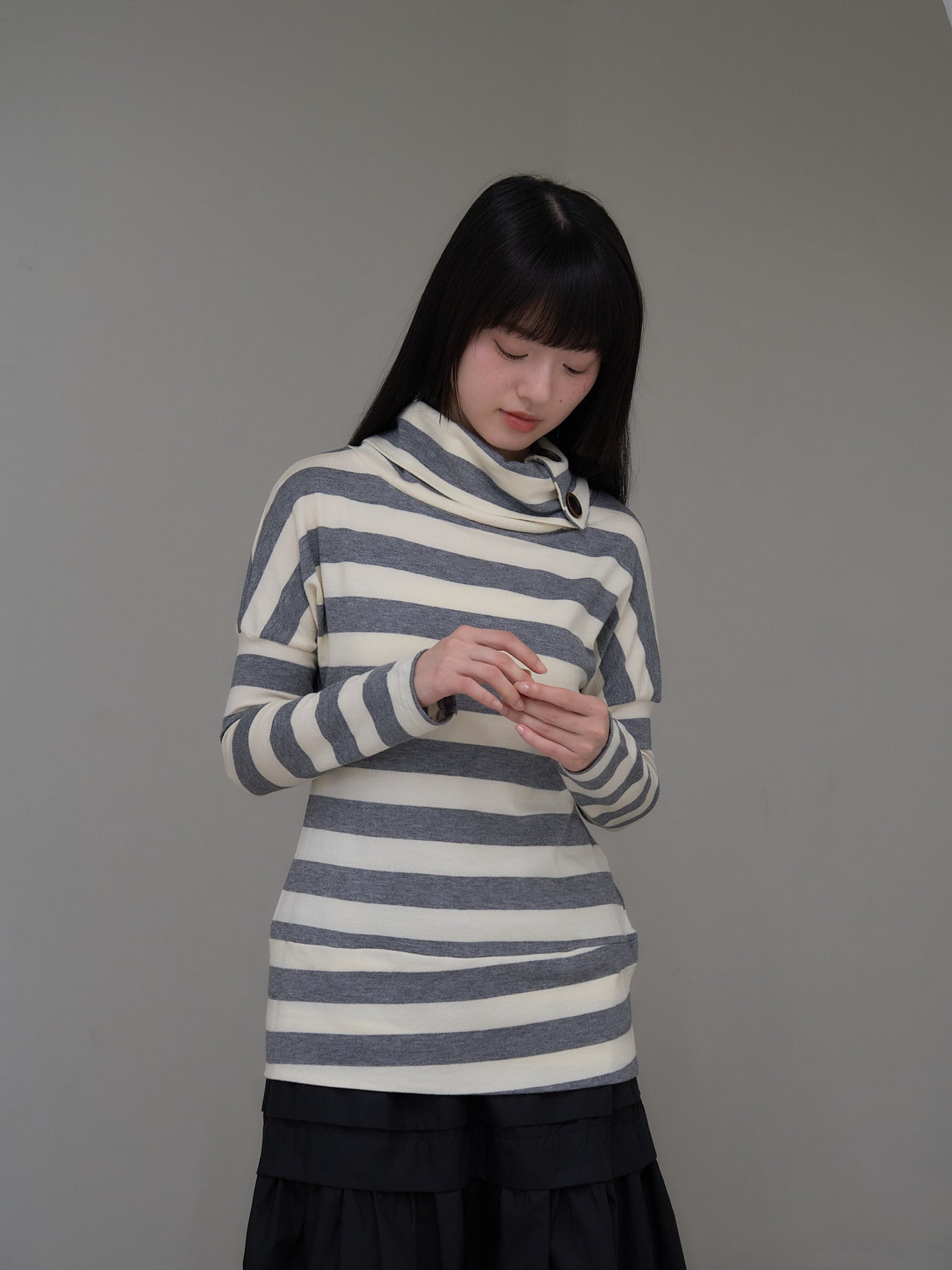 2way neck border knit