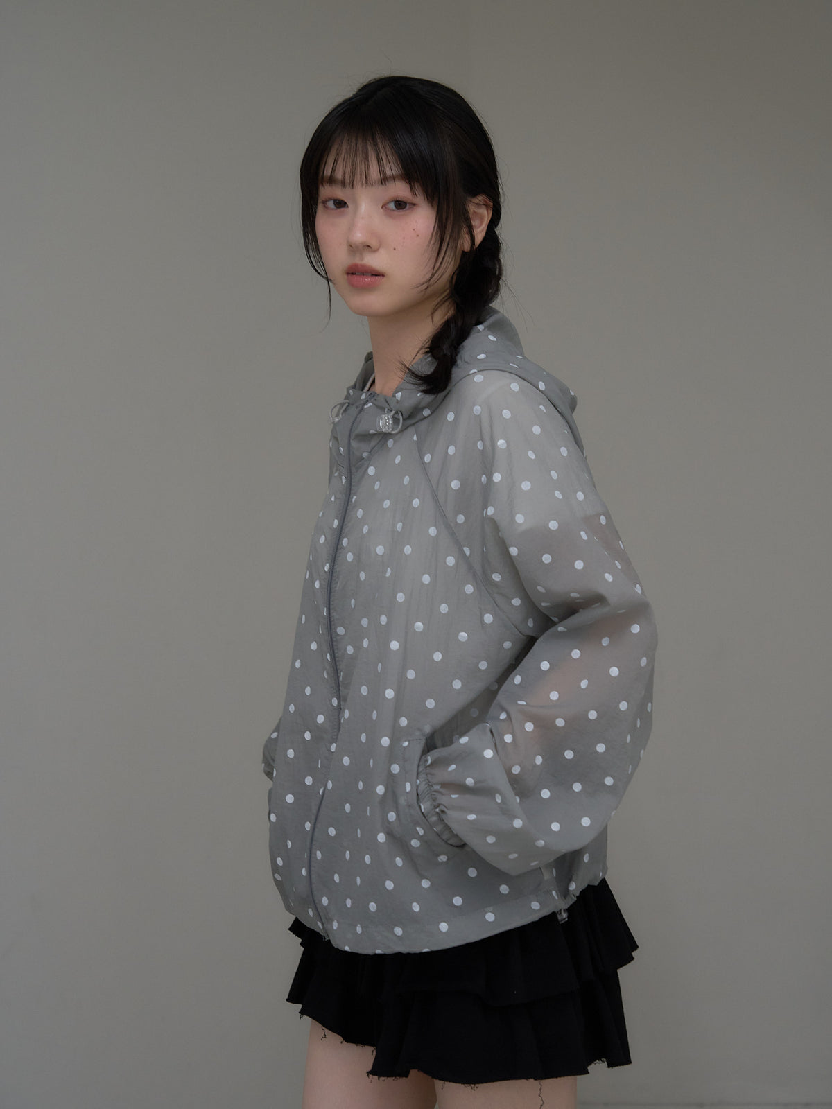 dot sheer hoodie