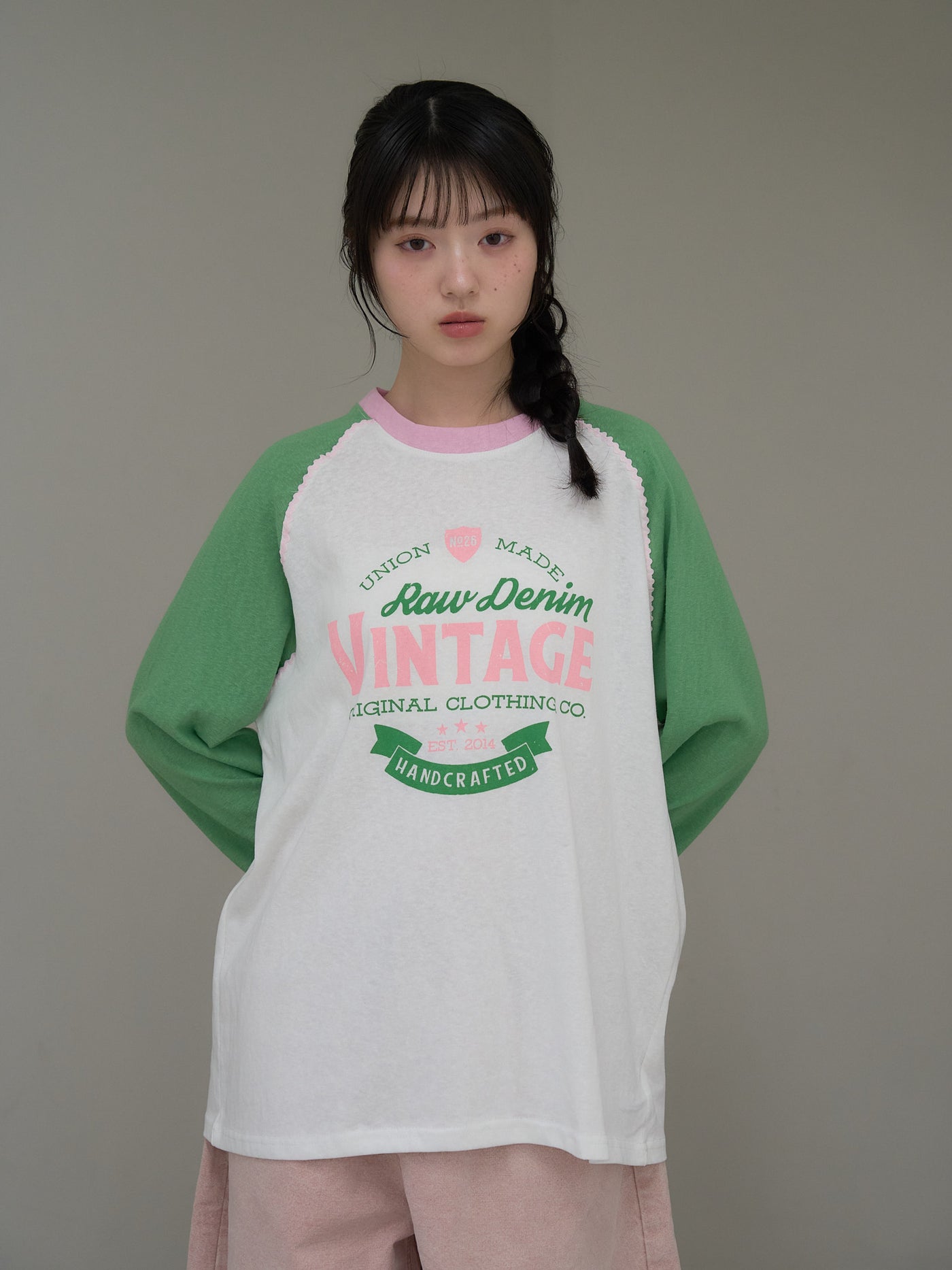 vintage raglan print long tee