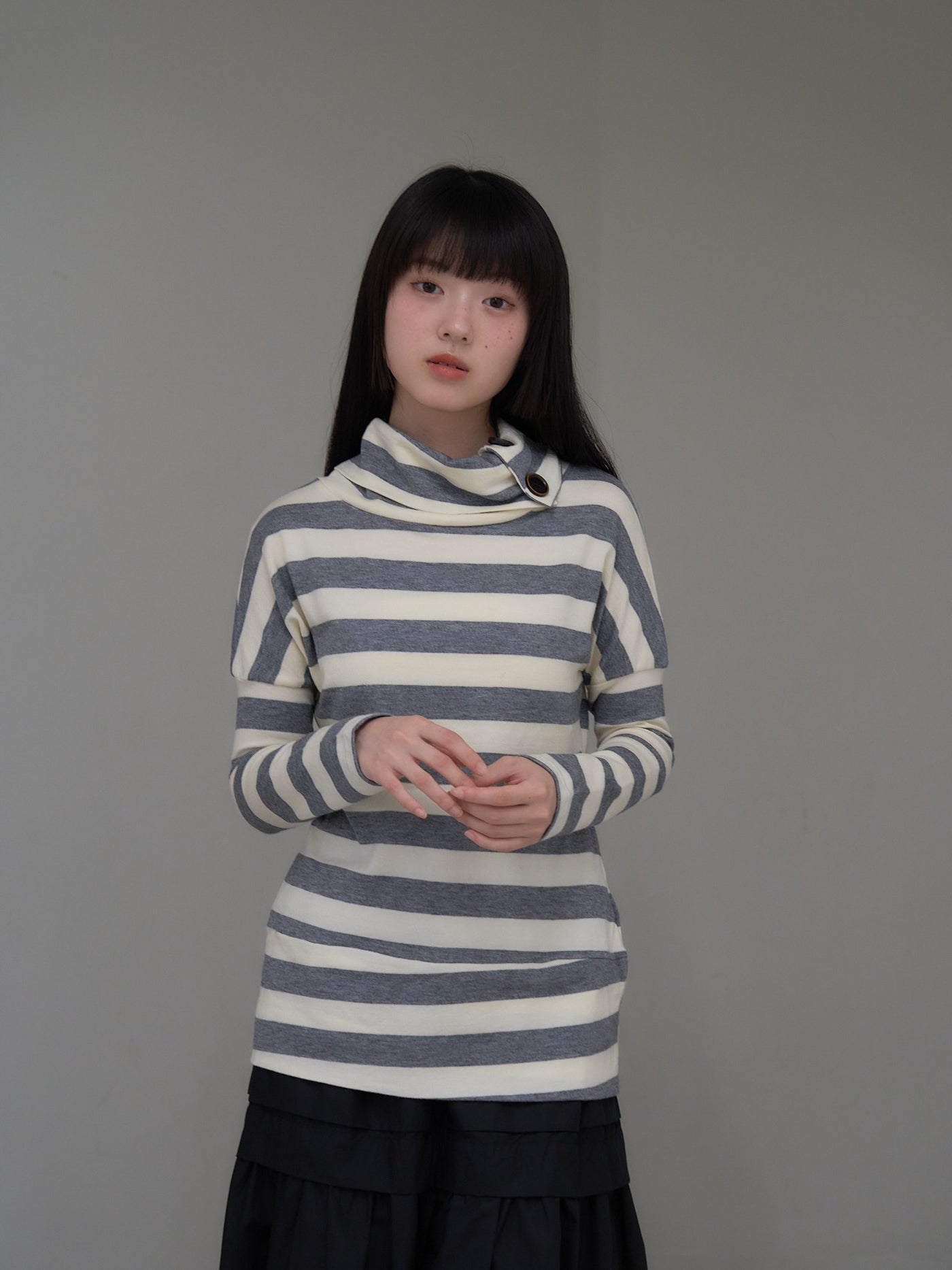 2way neck border knit