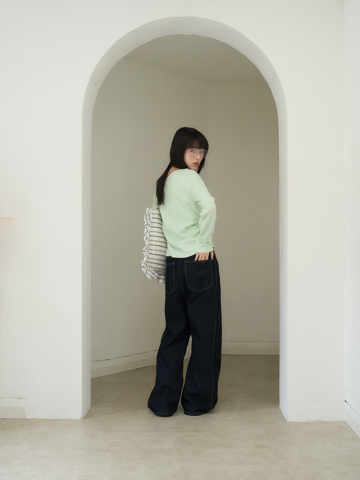 colorblock asymmetry shoulder knit