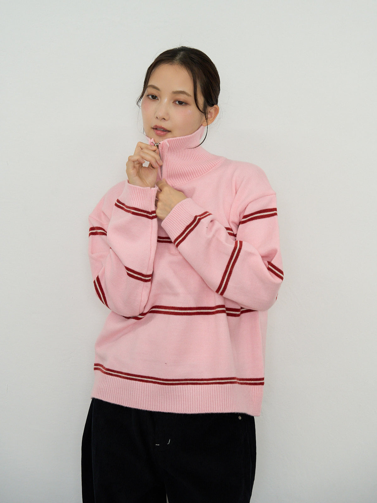 border half zip knit