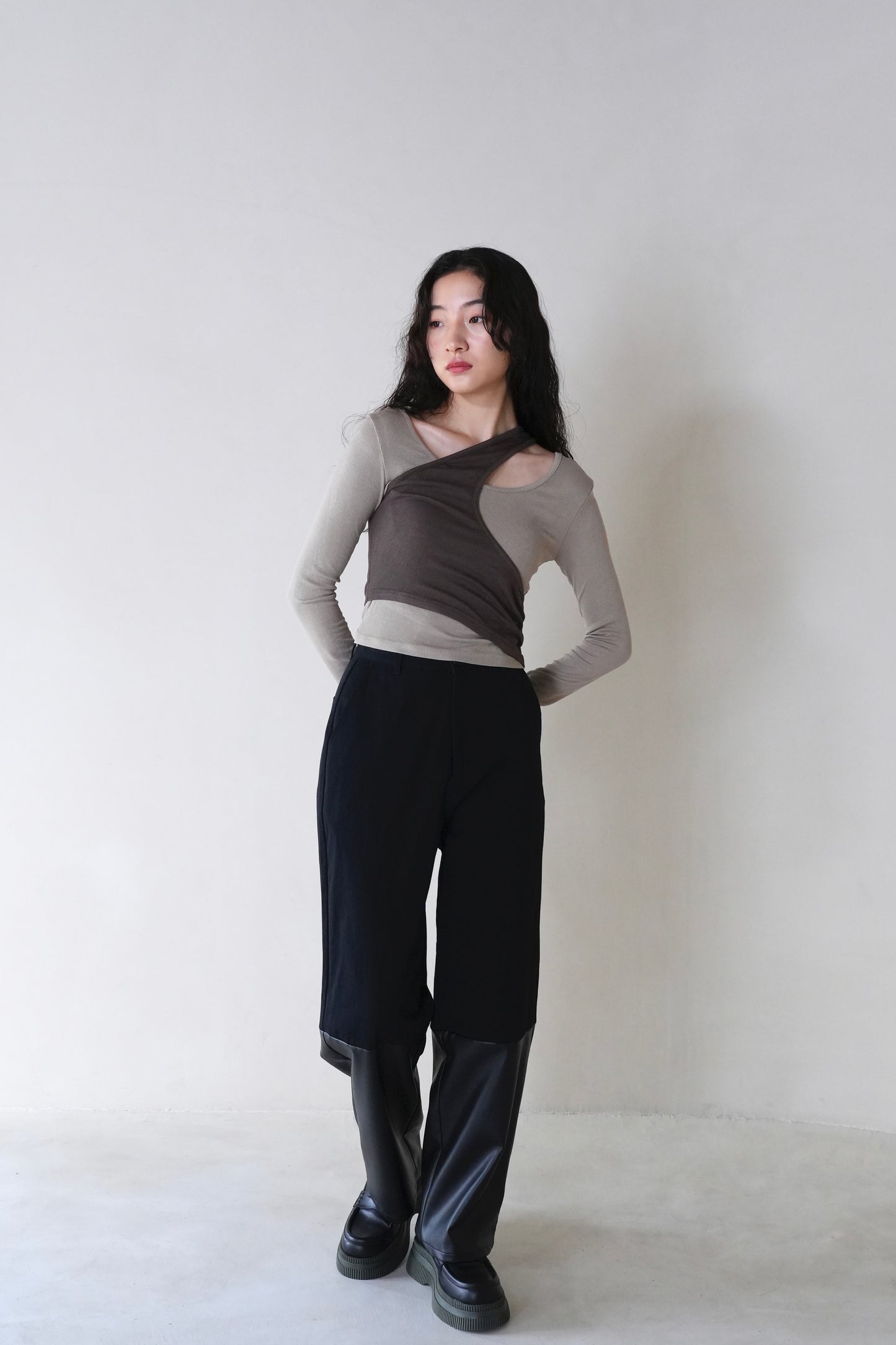 one shoulder layered tops