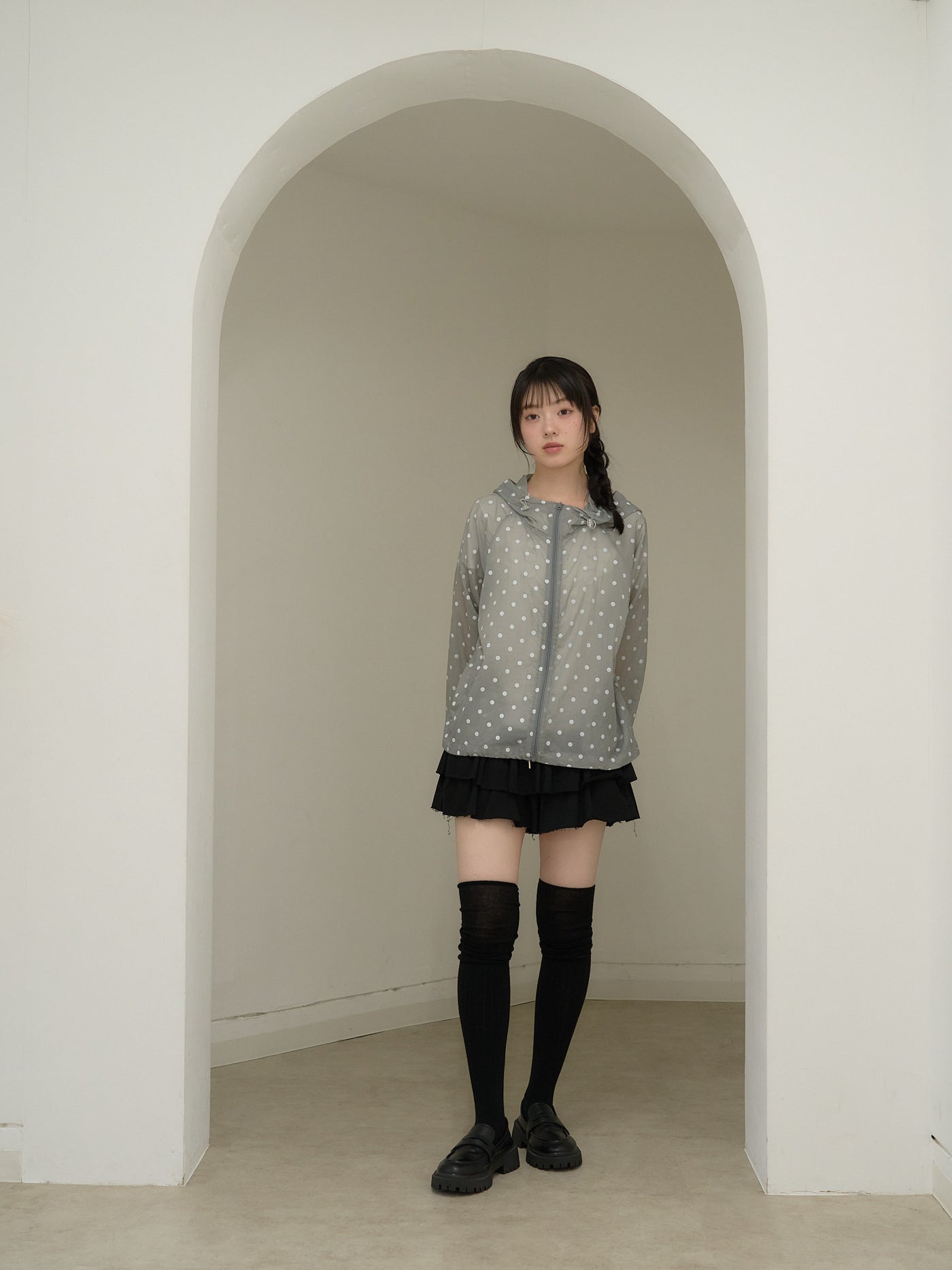 dot sheer hoodie