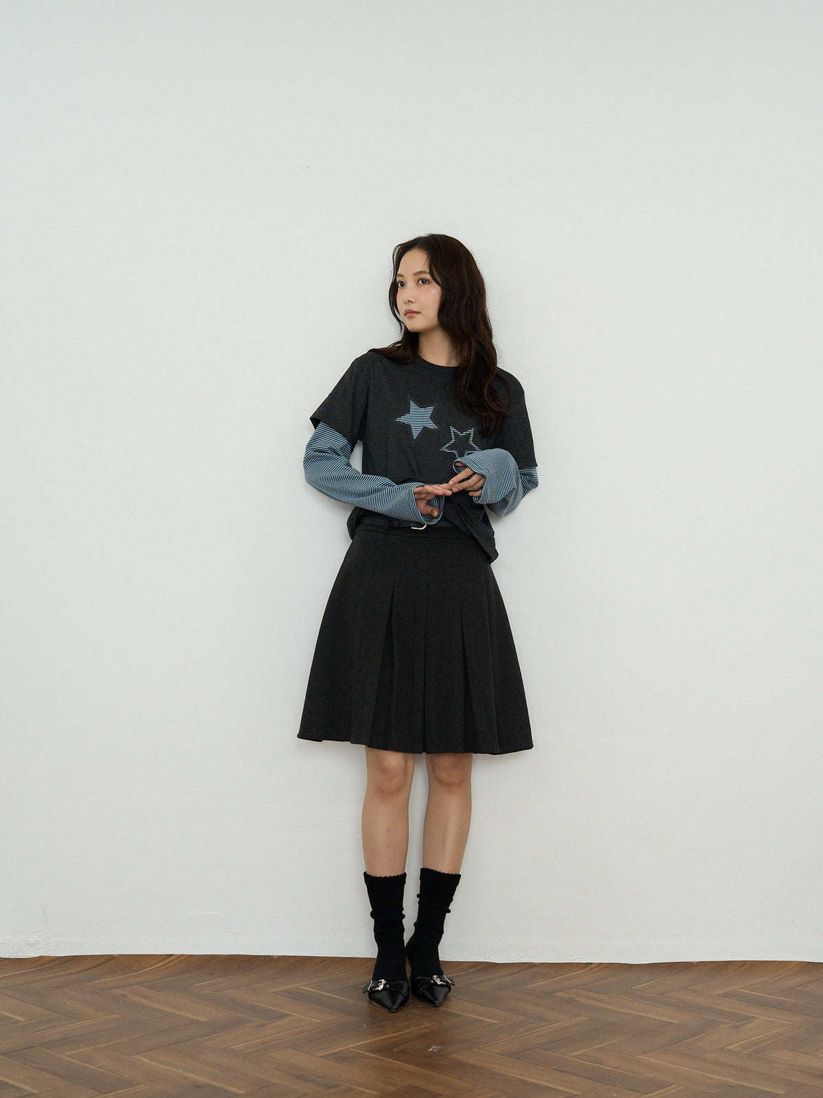 star border layered long sleeve tee