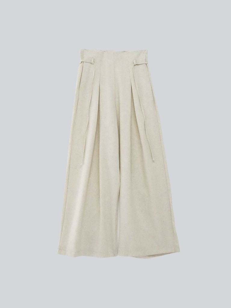 linen like tuck slacks