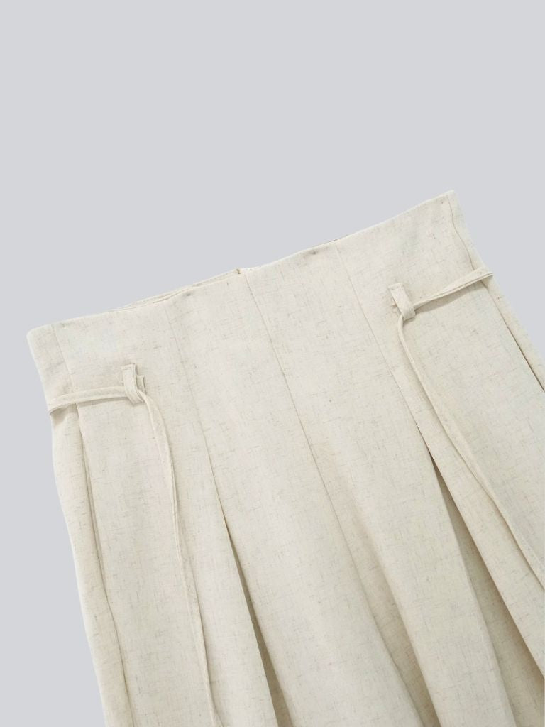 linen like tuck slacks