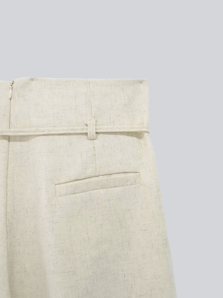 linen like tuck slacks