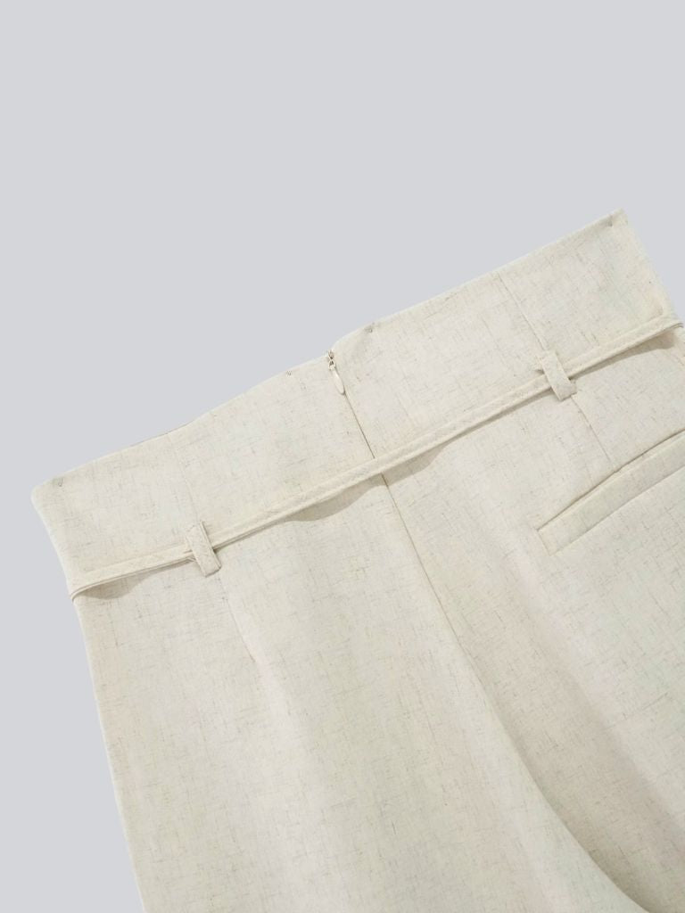 linen like tuck slacks