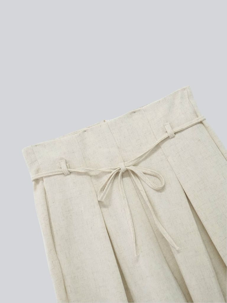 linen like tuck slacks
