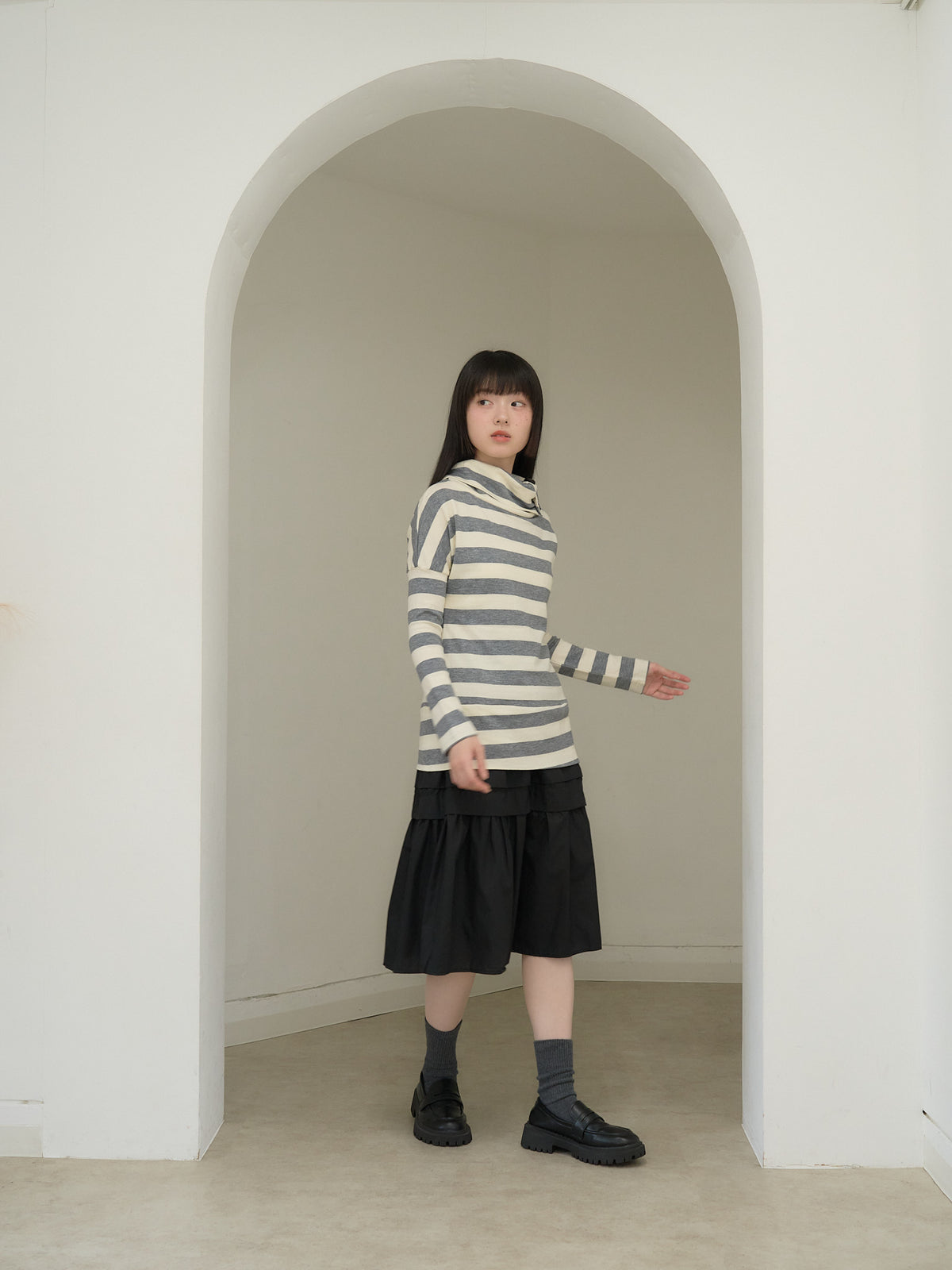 2way neck border knit