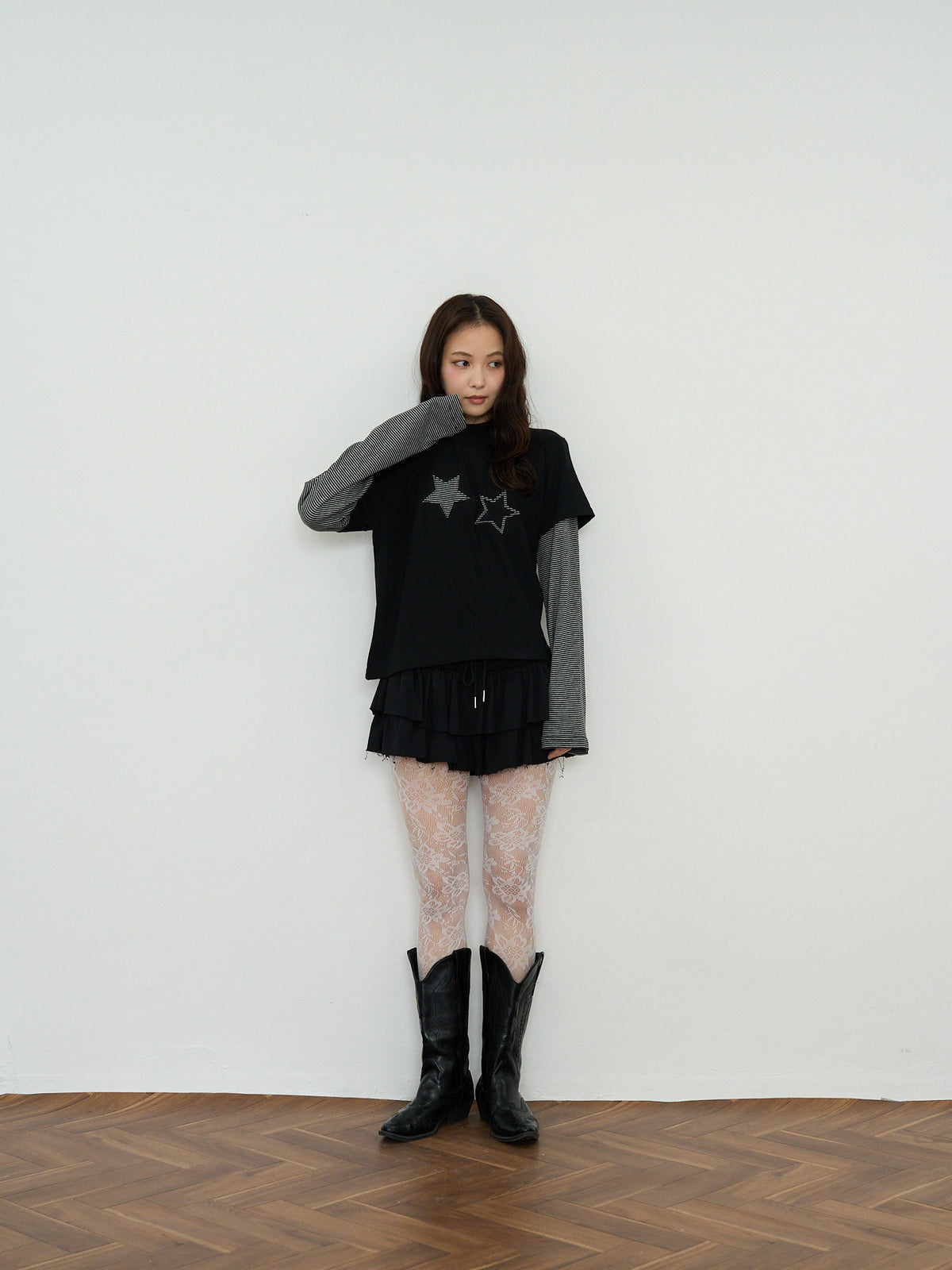 star border layered long sleeve tee