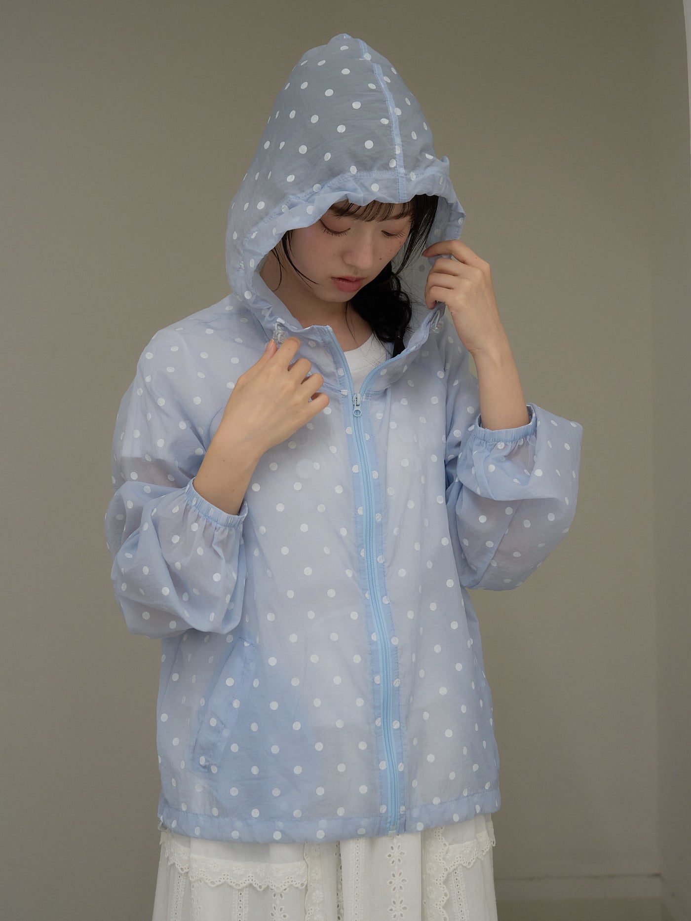 dot sheer hoodie