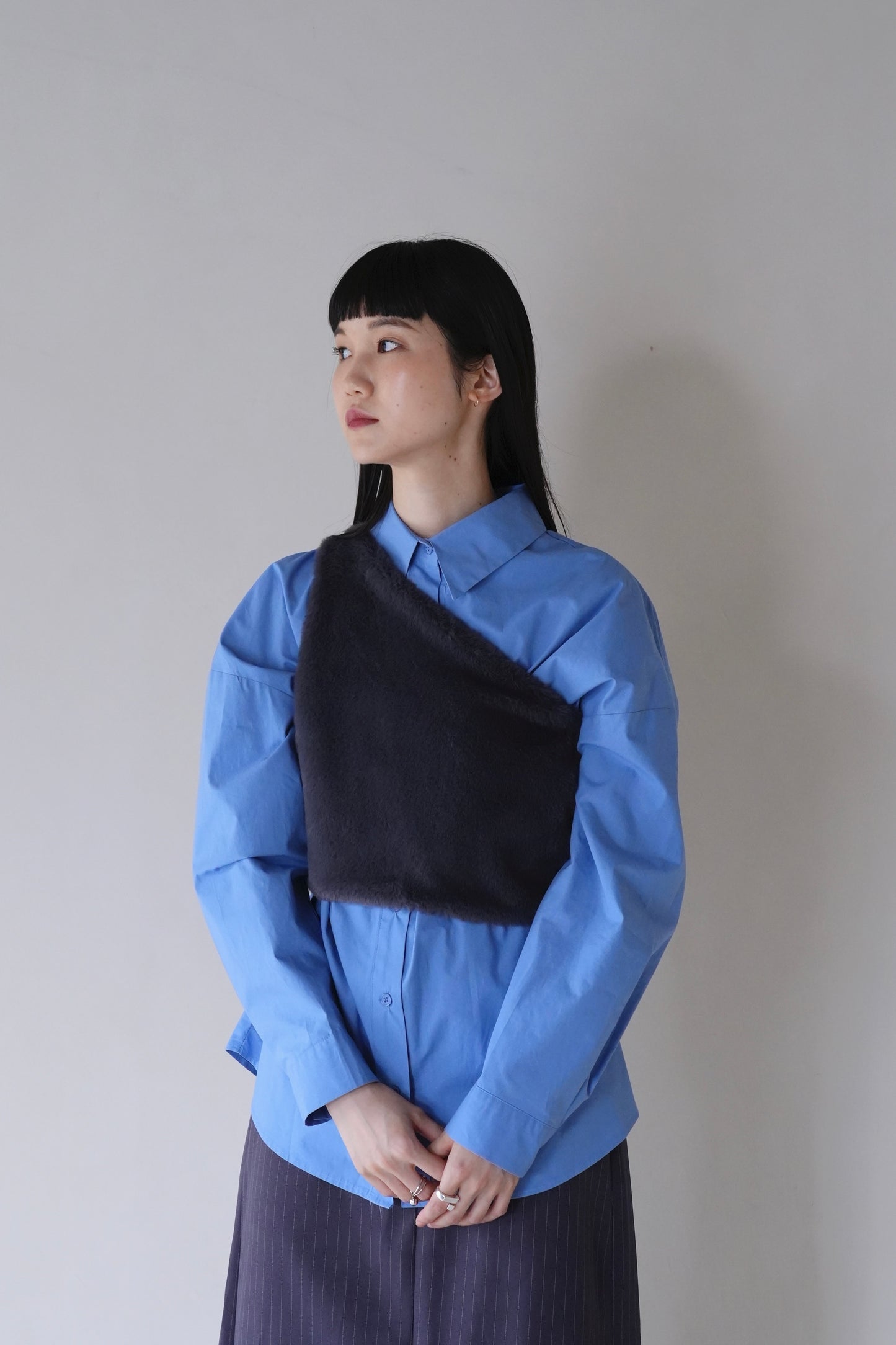 one shoulder fur vest