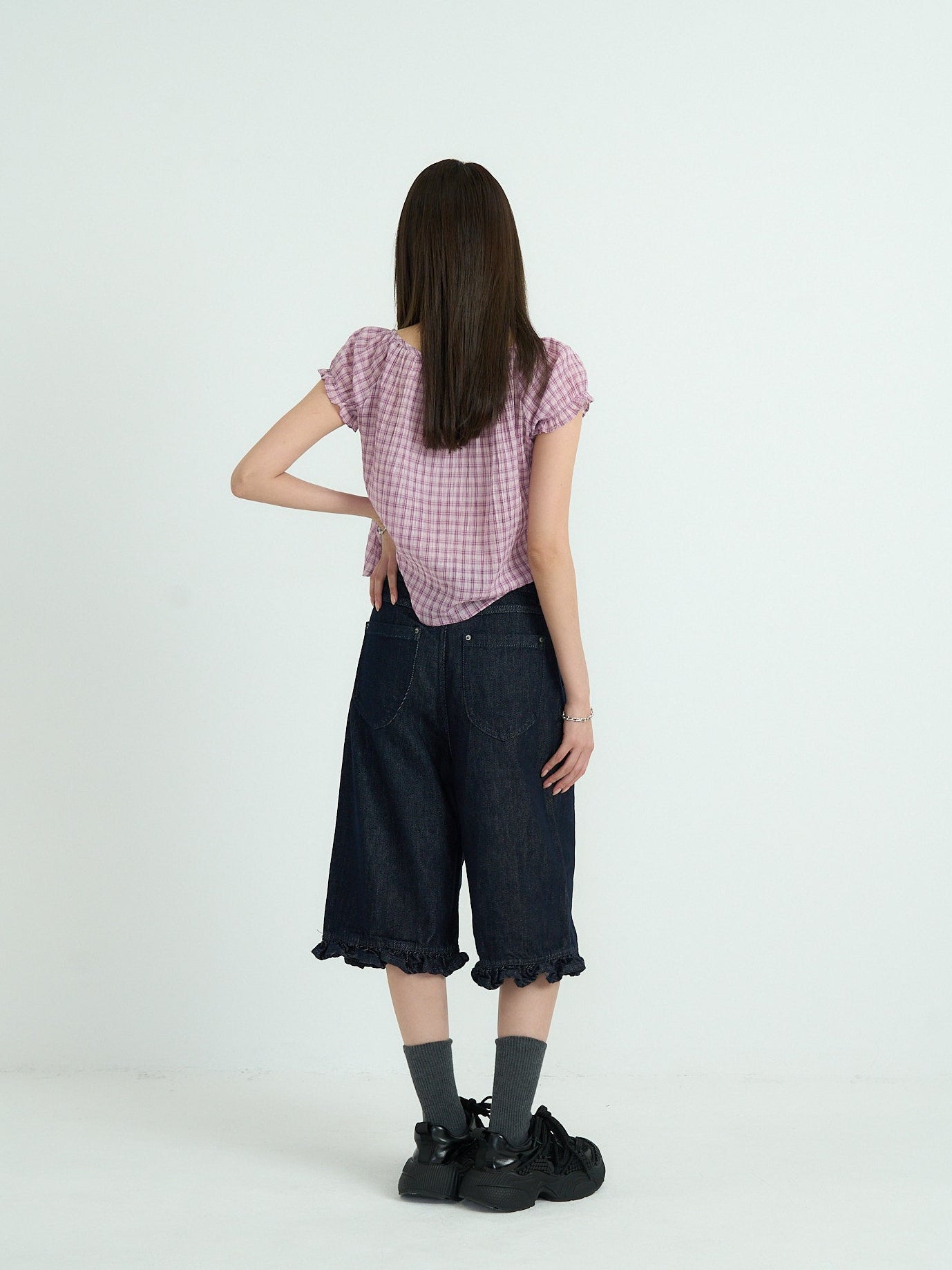 フリル ワイドデニムパンツ 大人カジュアル レディース Uenui