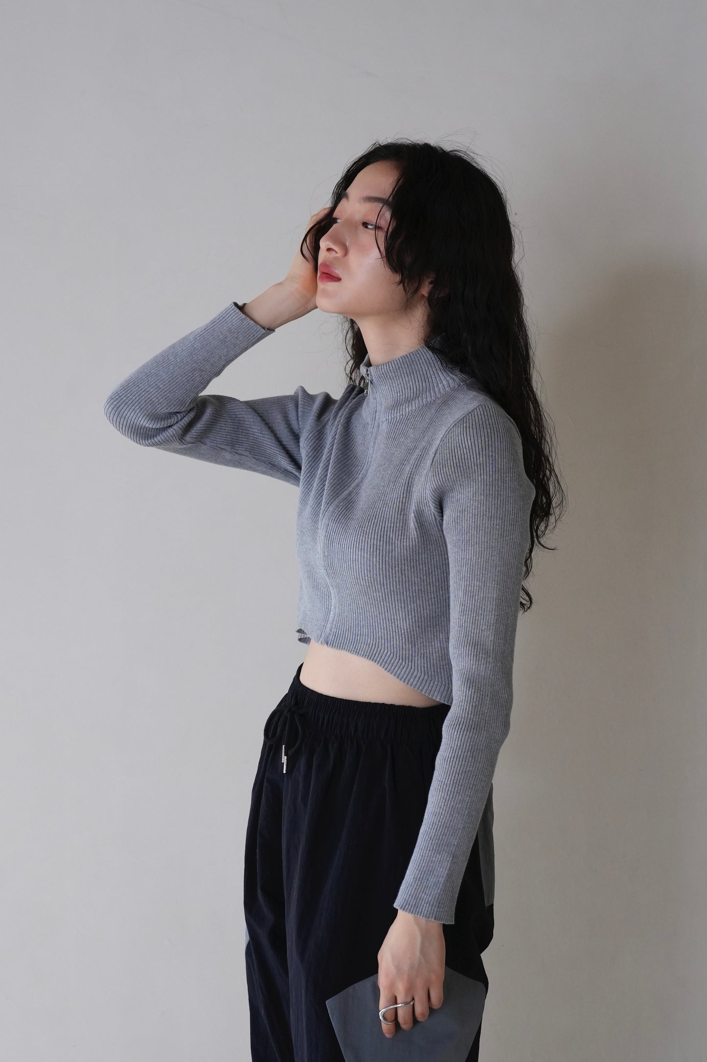zip cropped knit