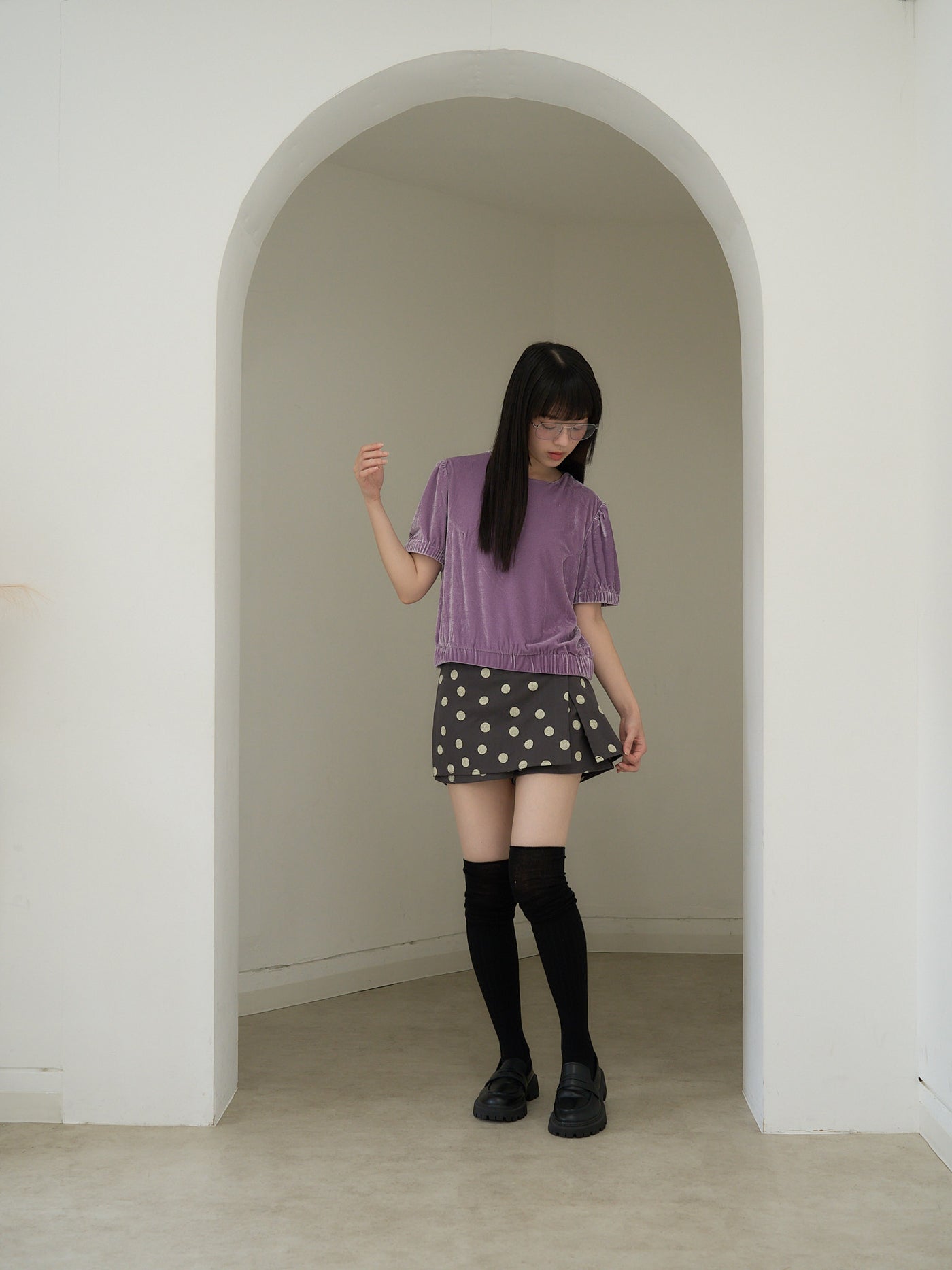 velour puff sleeve top