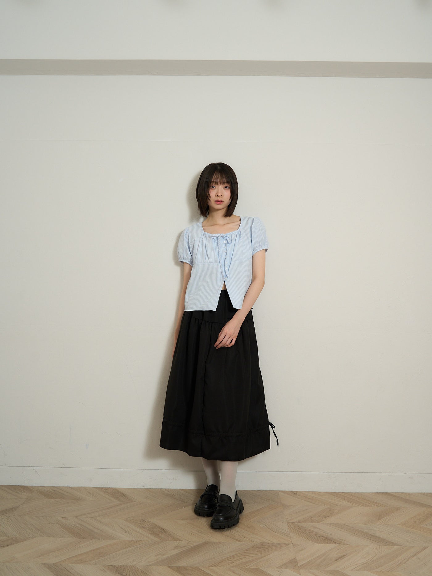 stripe ribbon blouse