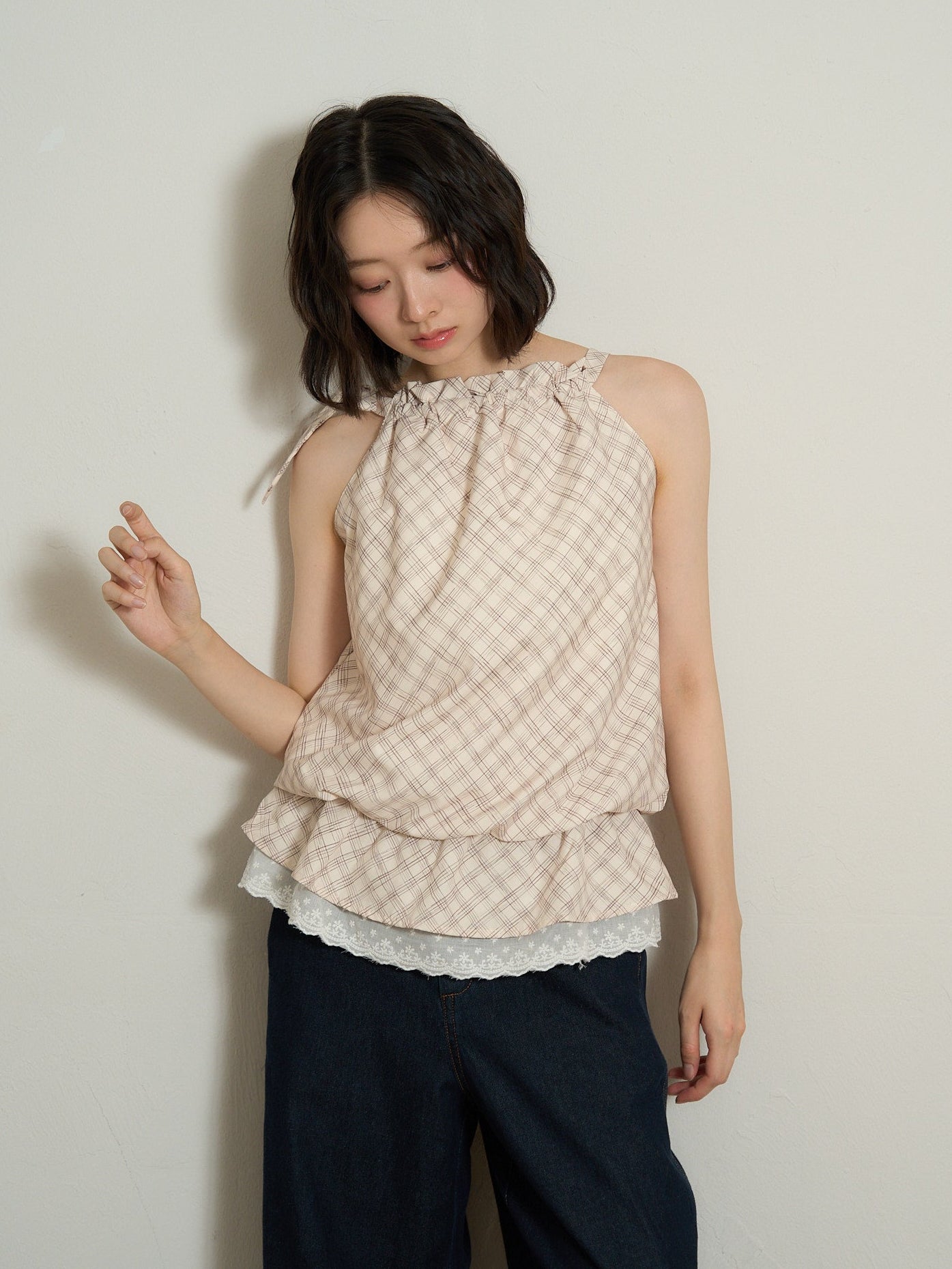 check lace cami