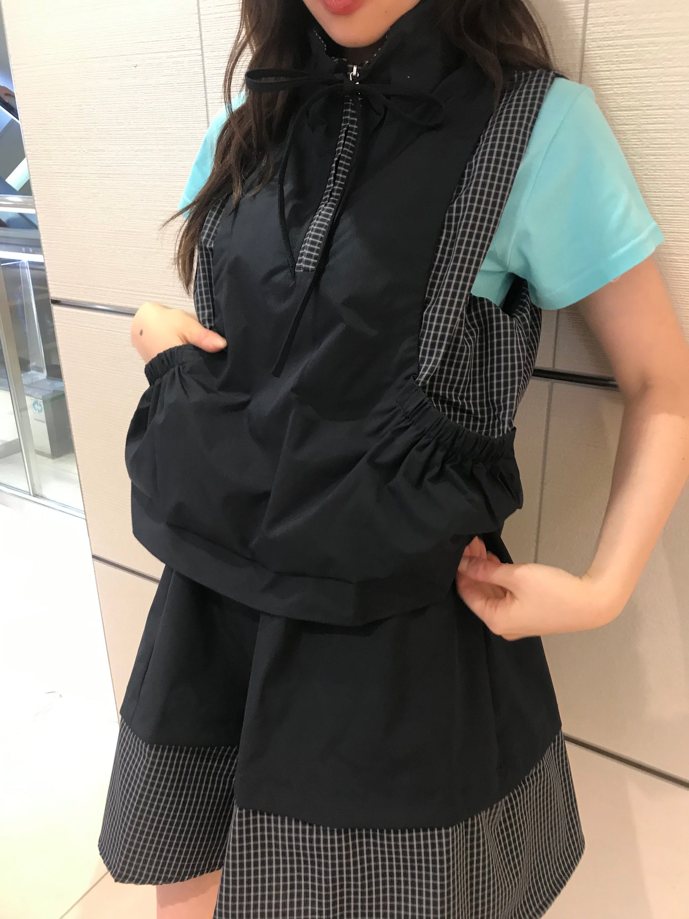 check vest & skirt set