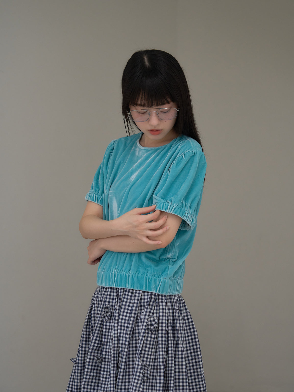 velour puff sleeve top