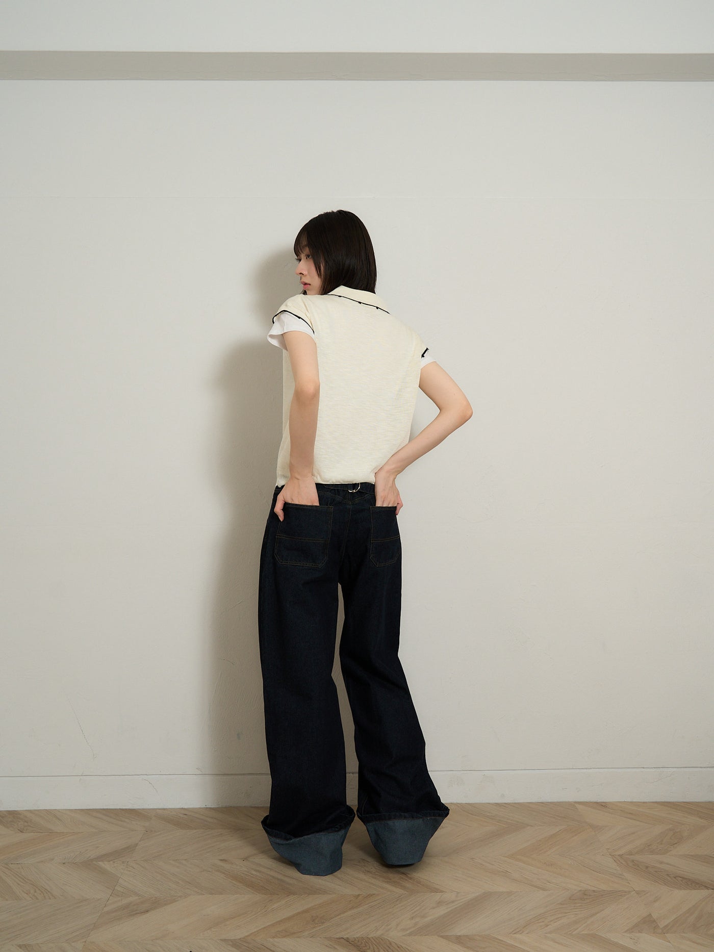 wide leg denim pants