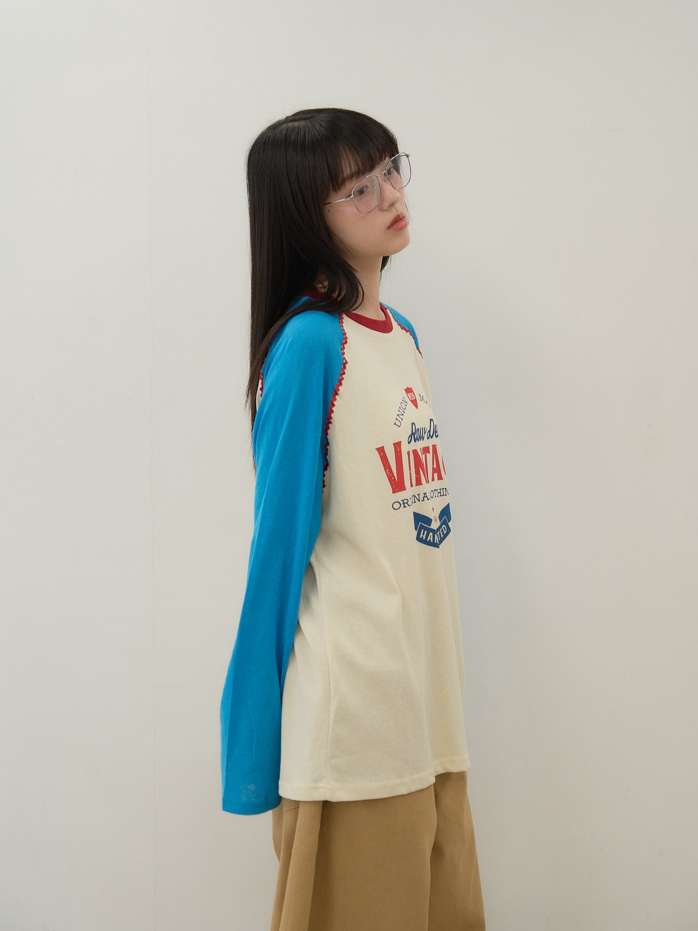 vintage raglan print long tee