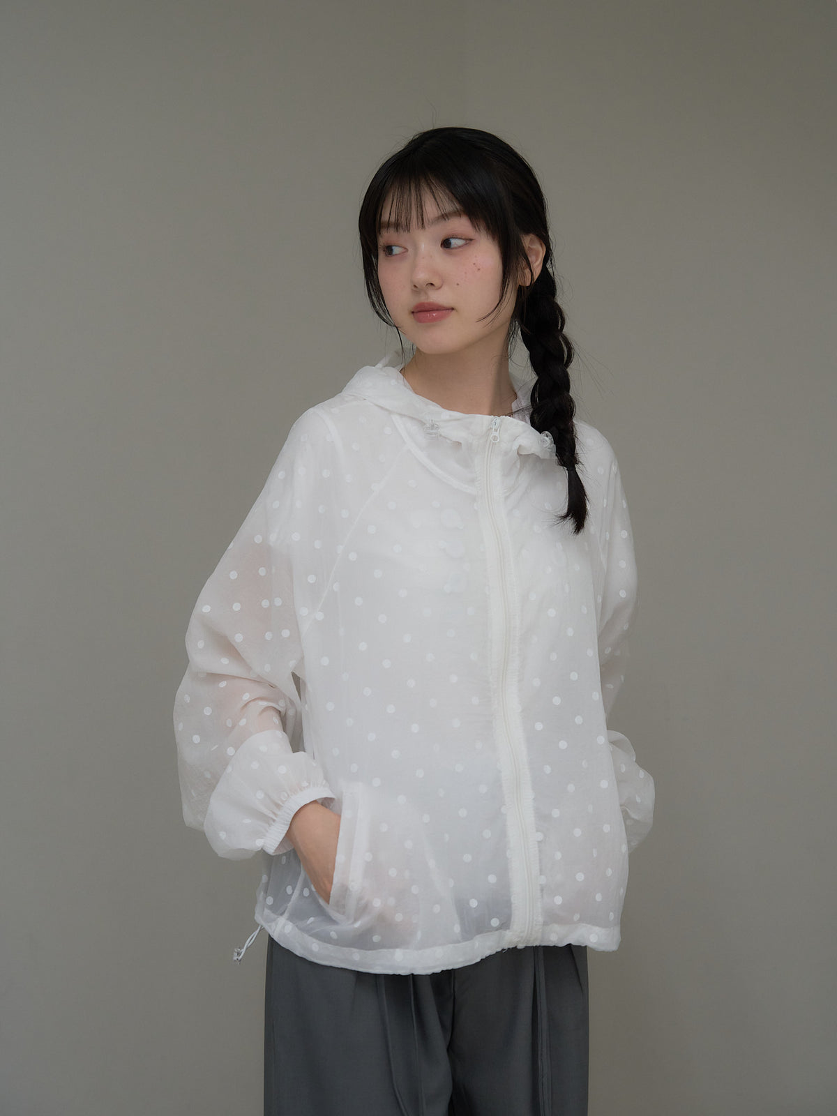 dot sheer hoodie