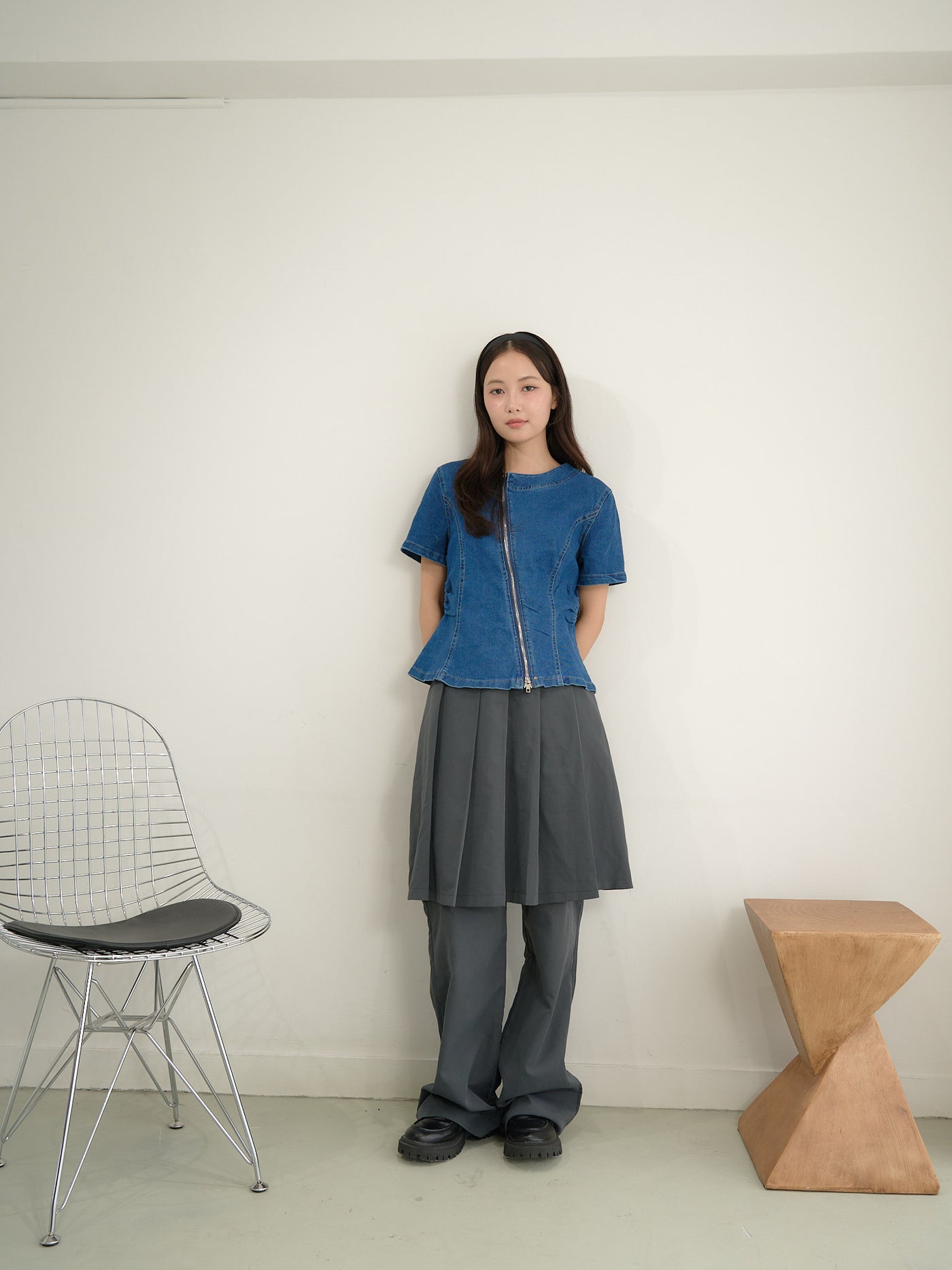 zip denim top