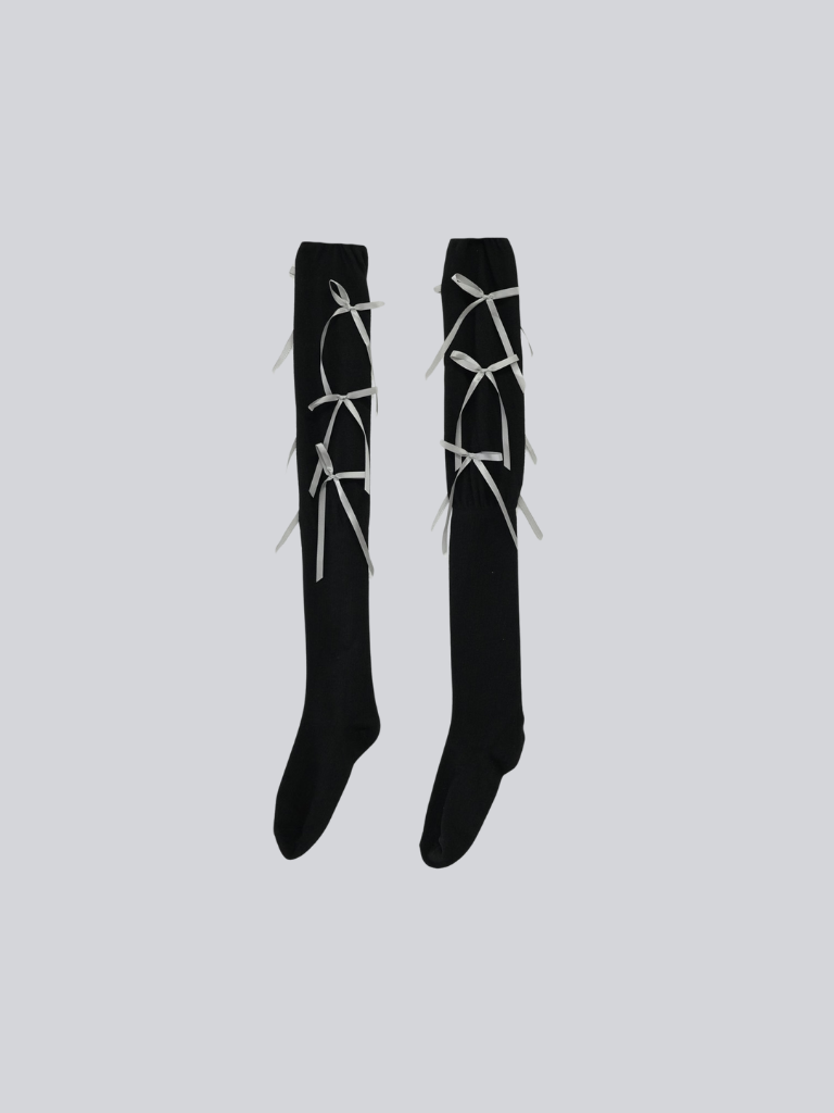slouchy tie-up thigh socks