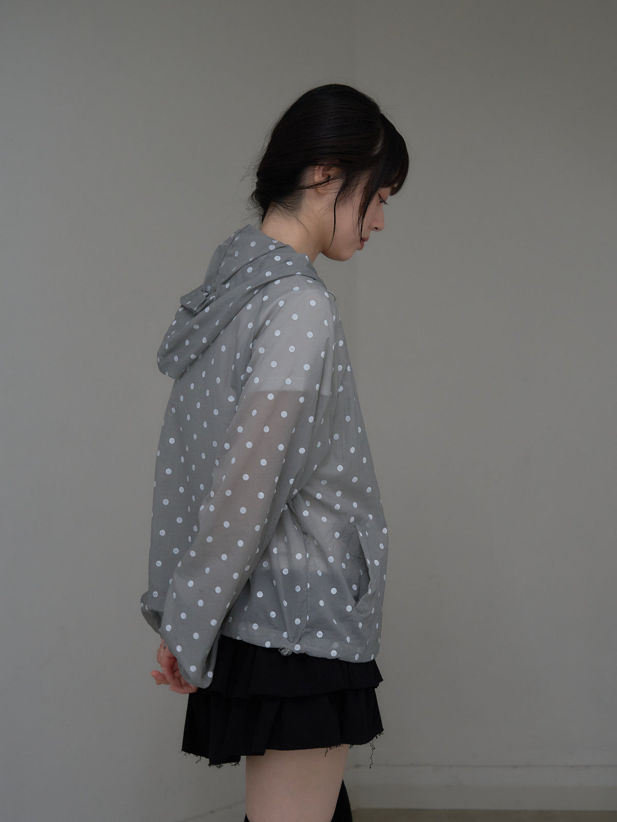 dot sheer hoodie