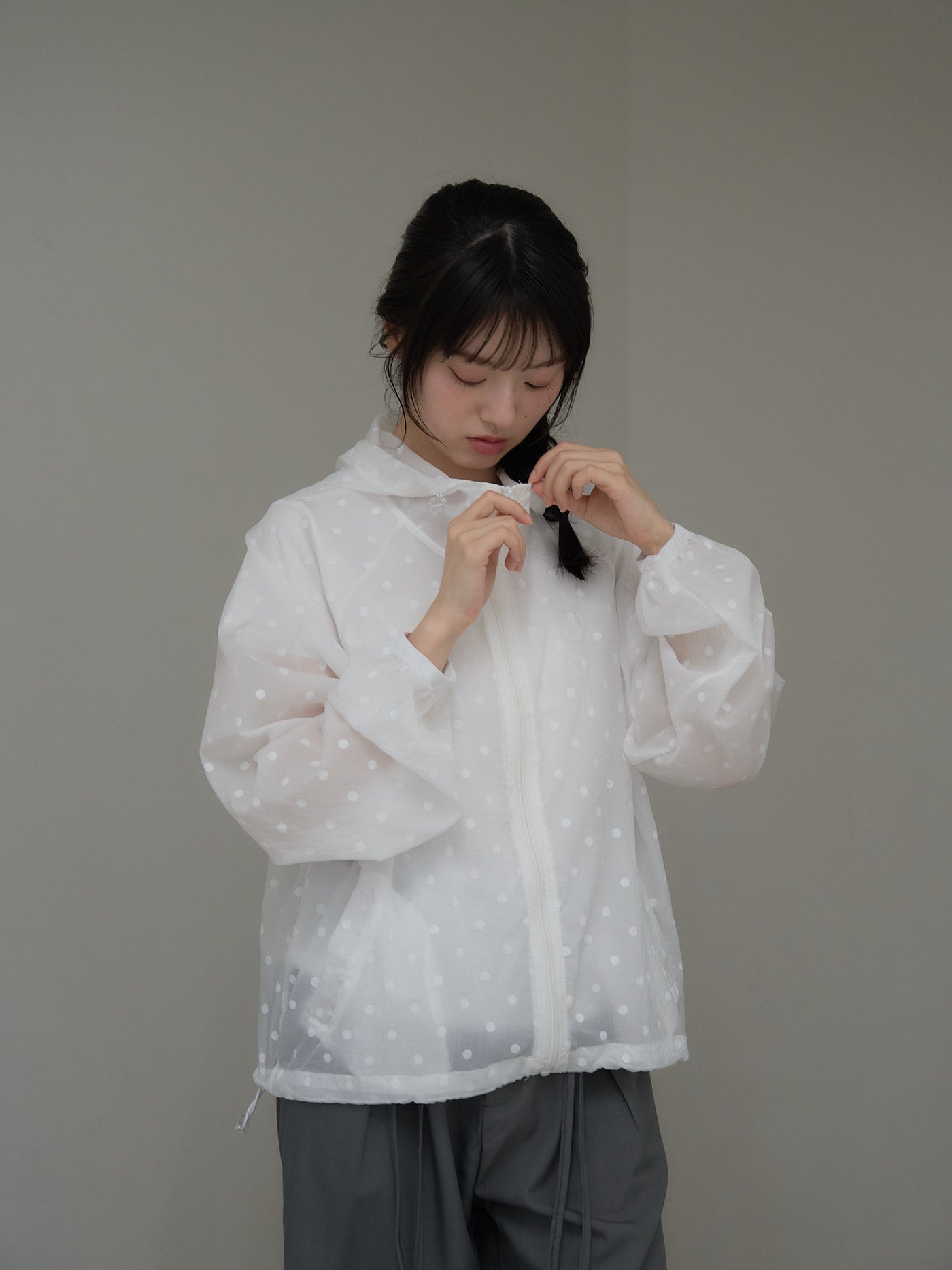 dot sheer hoodie
