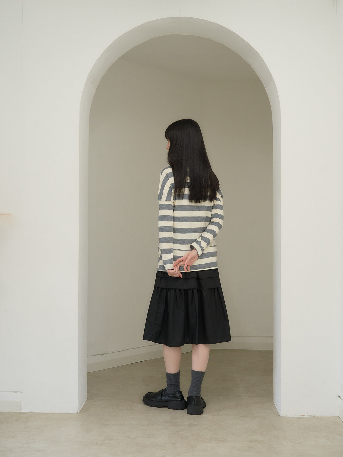 2way neck border knit