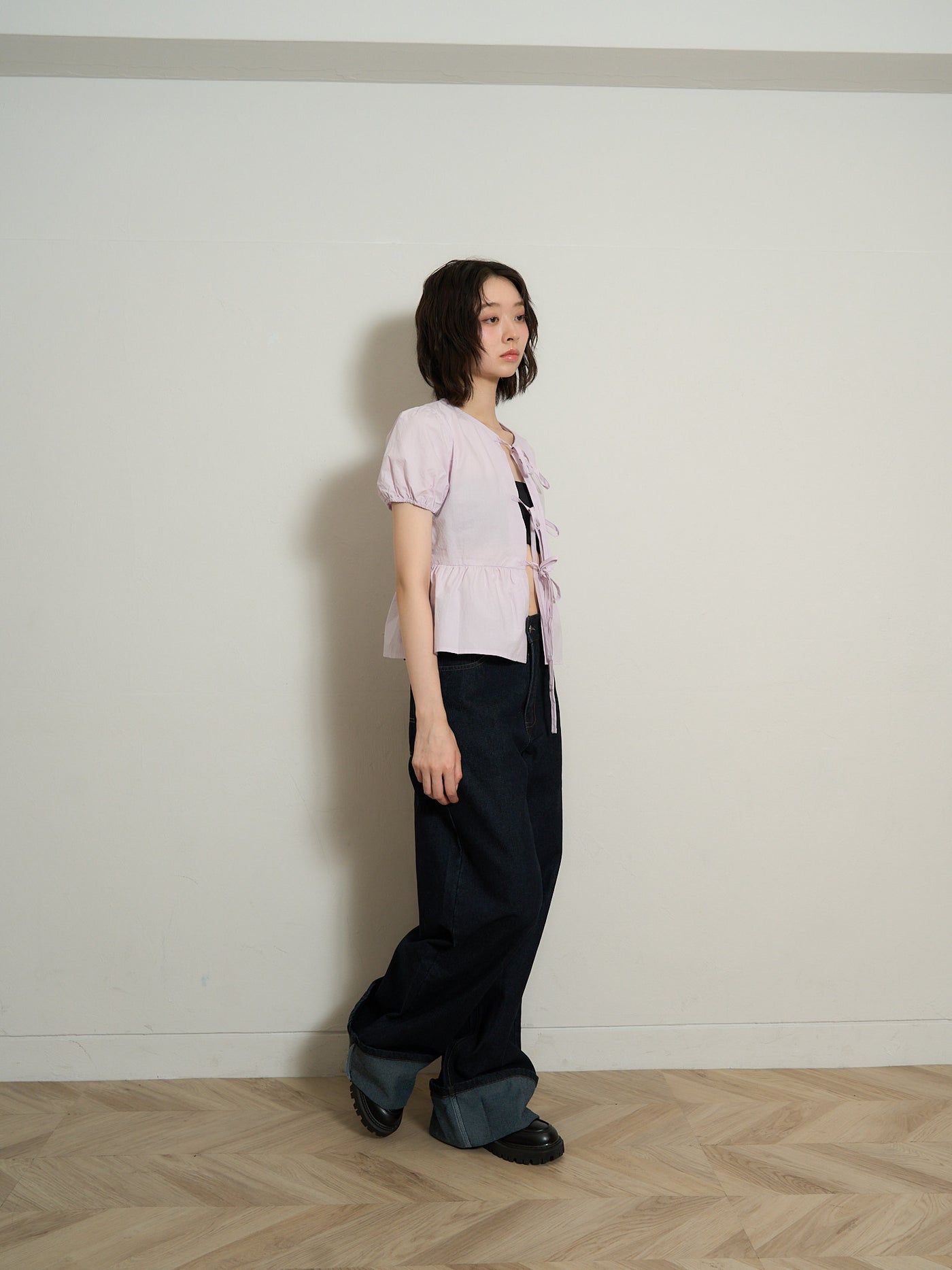 ribbon flare blouse