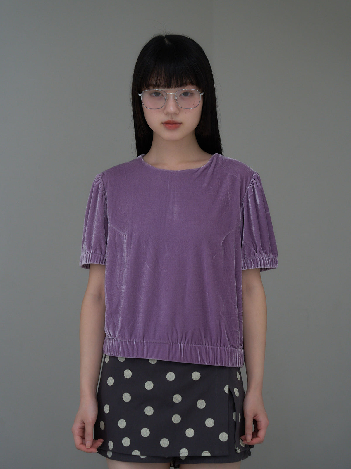 velour puff sleeve top