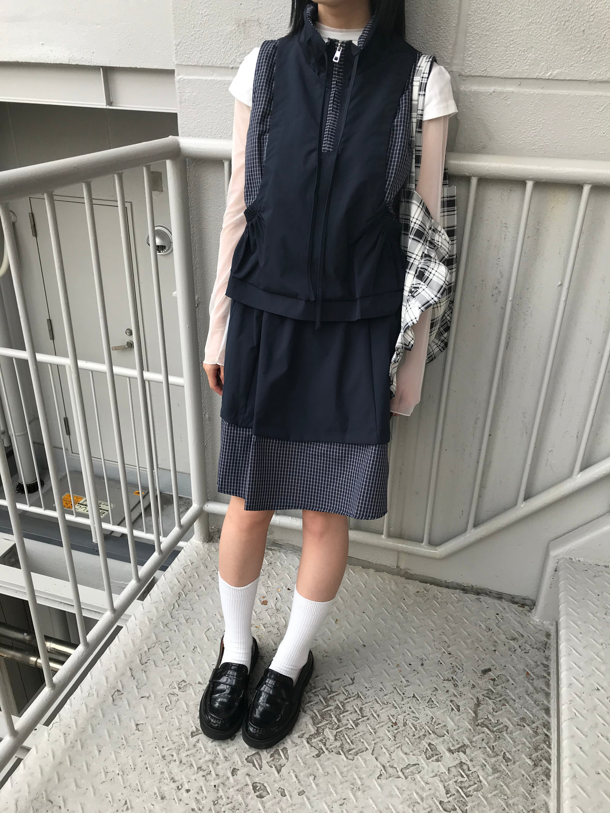 check vest & skirt set