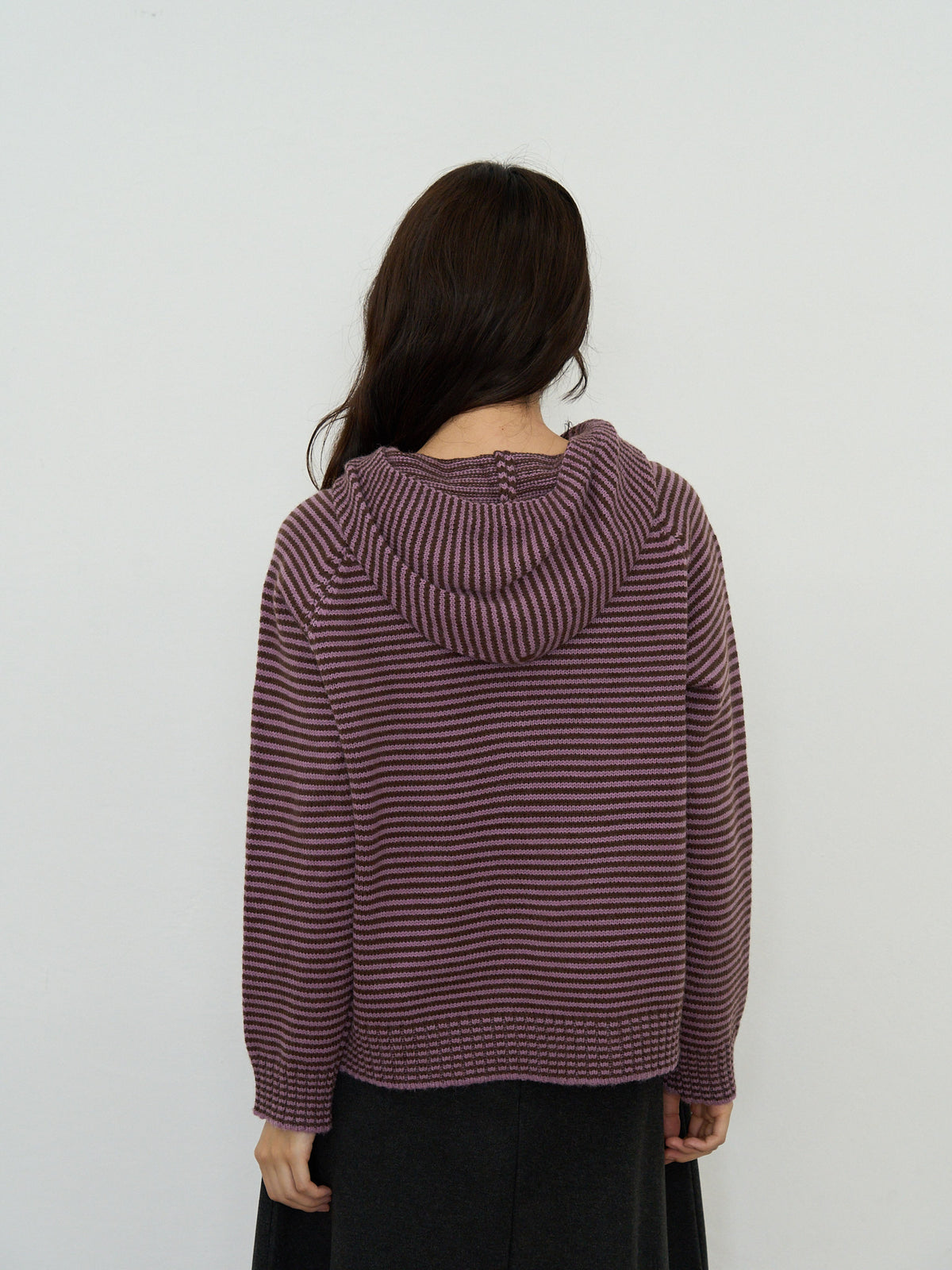 border knit zip hoodie