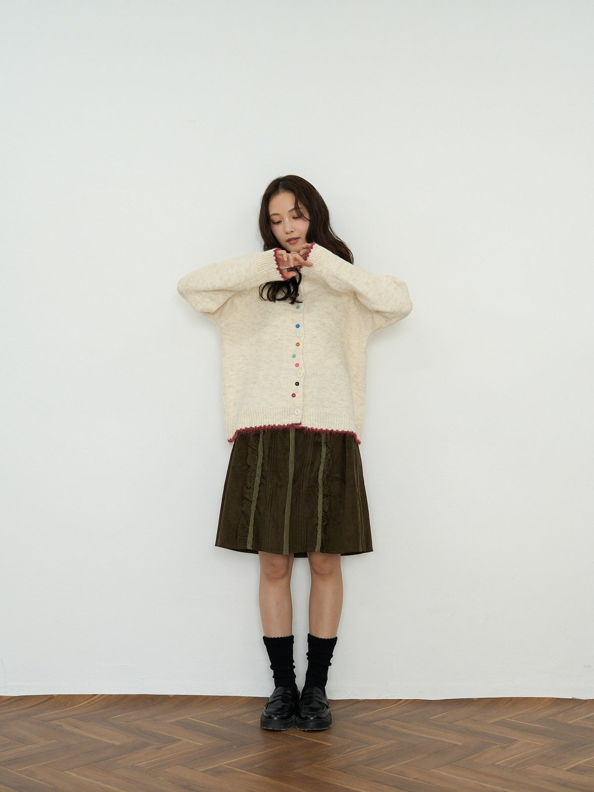 color button knit cardigan