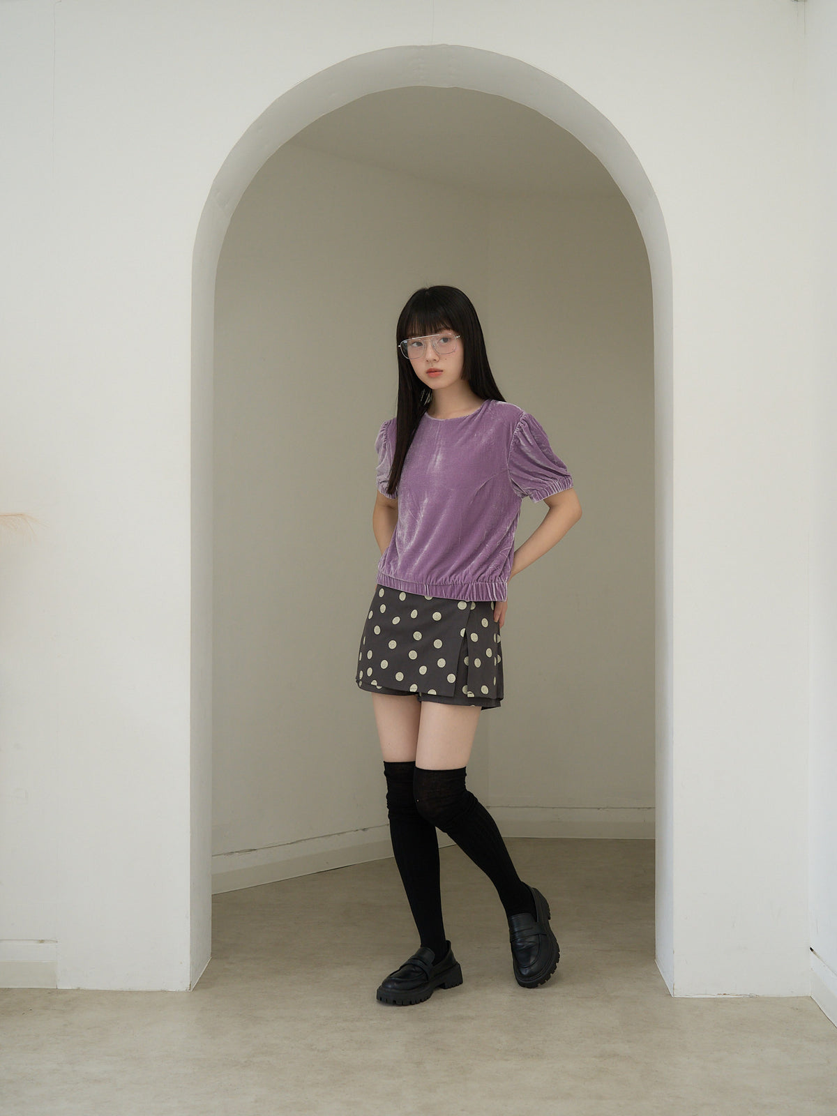 velour puff sleeve top