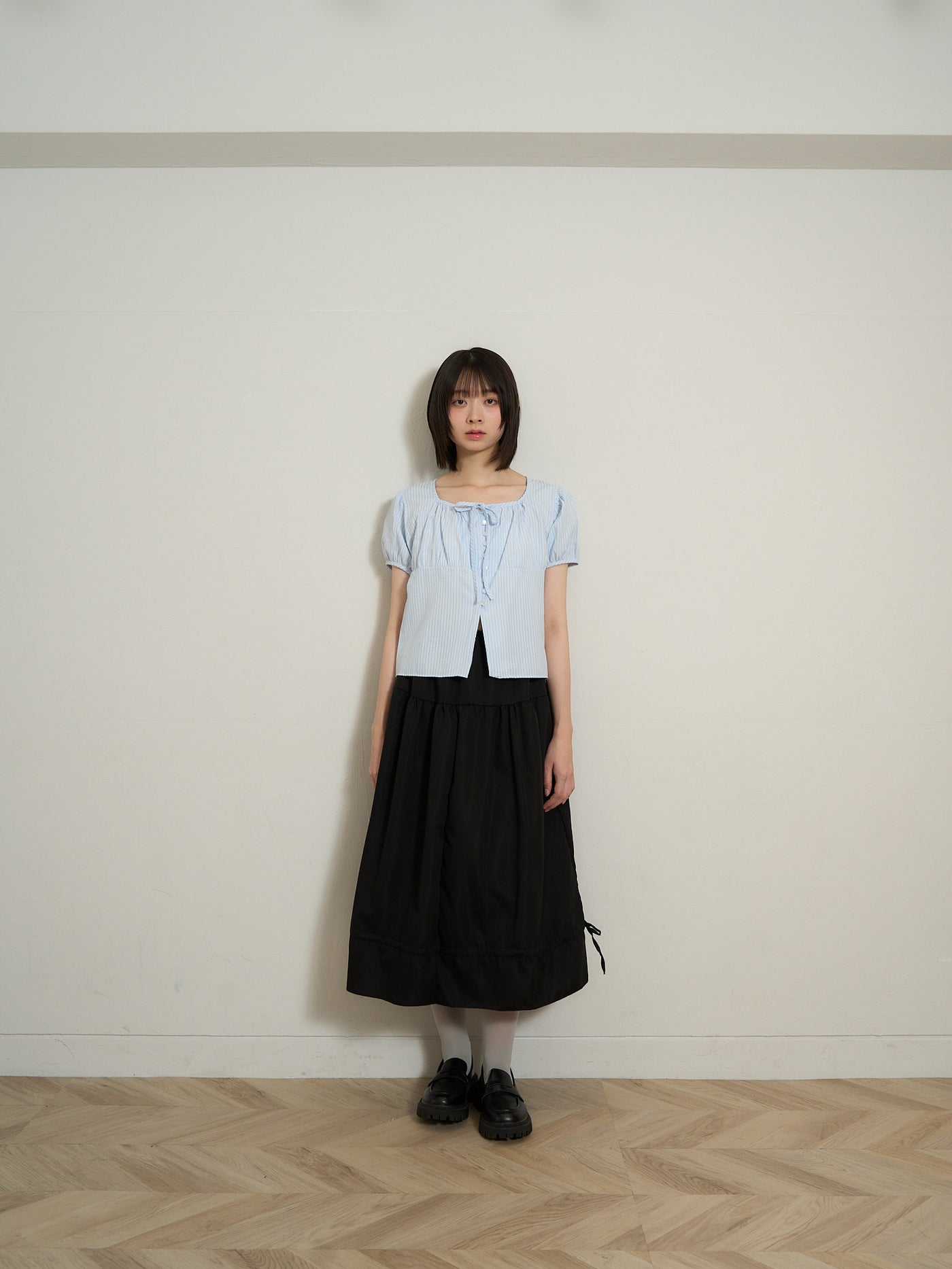stripe ribbon blouse