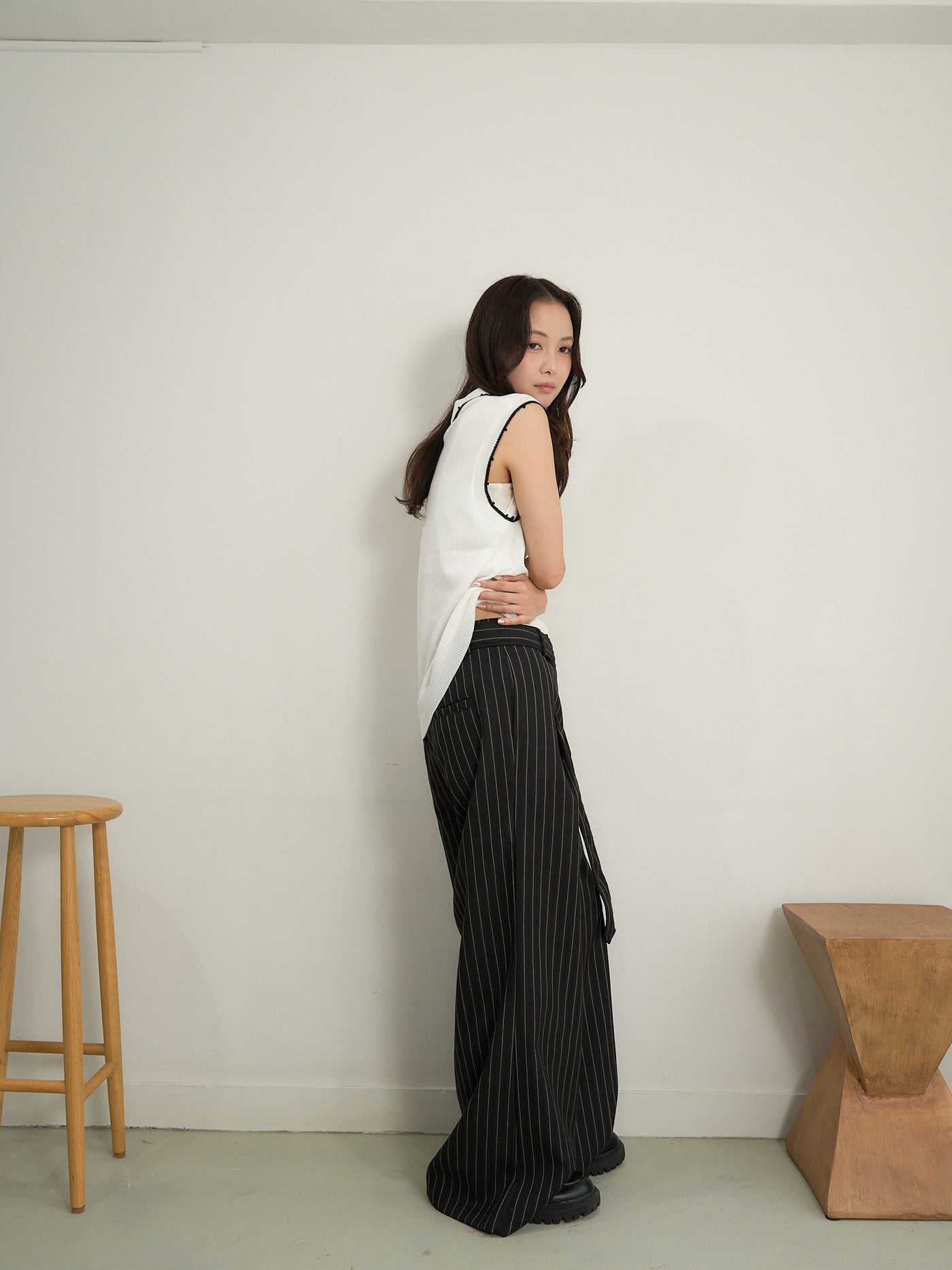 stripe wide pants