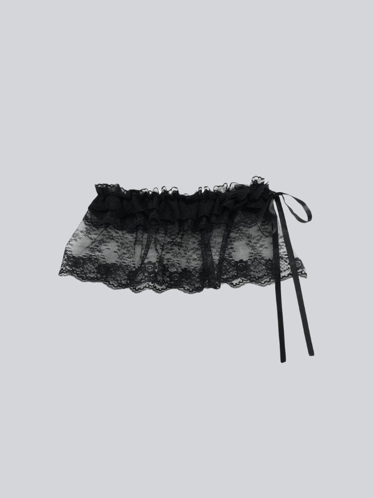ribbon lace hip wrap skirt
