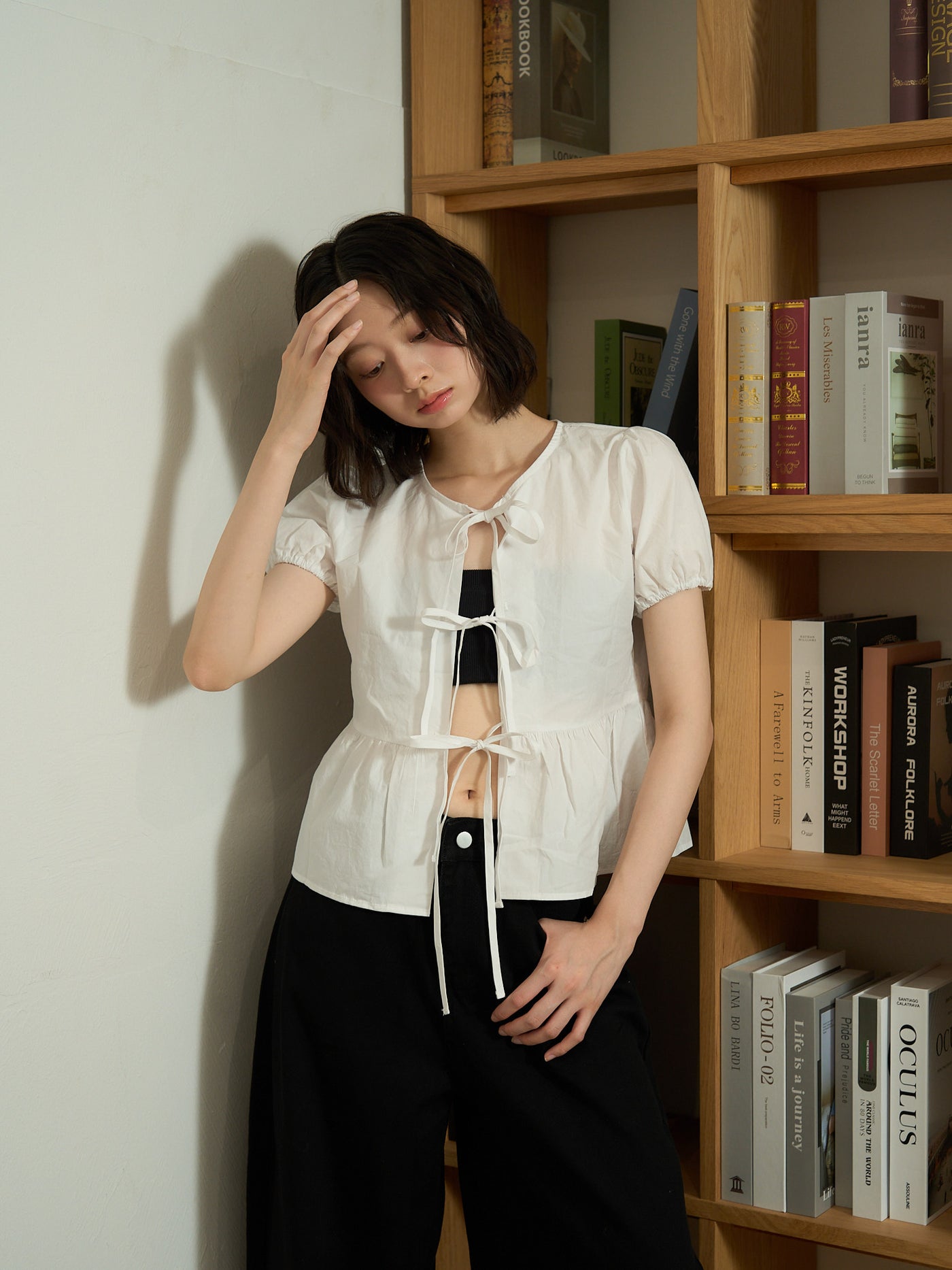 ribbon flare blouse
