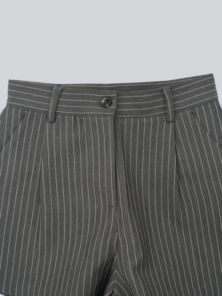 pinstripe pleated shorts