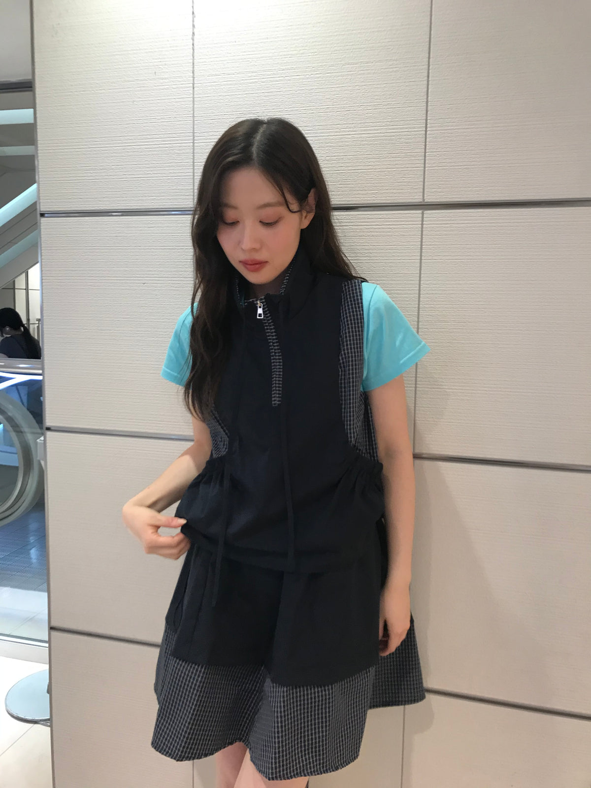 check vest & skirt set