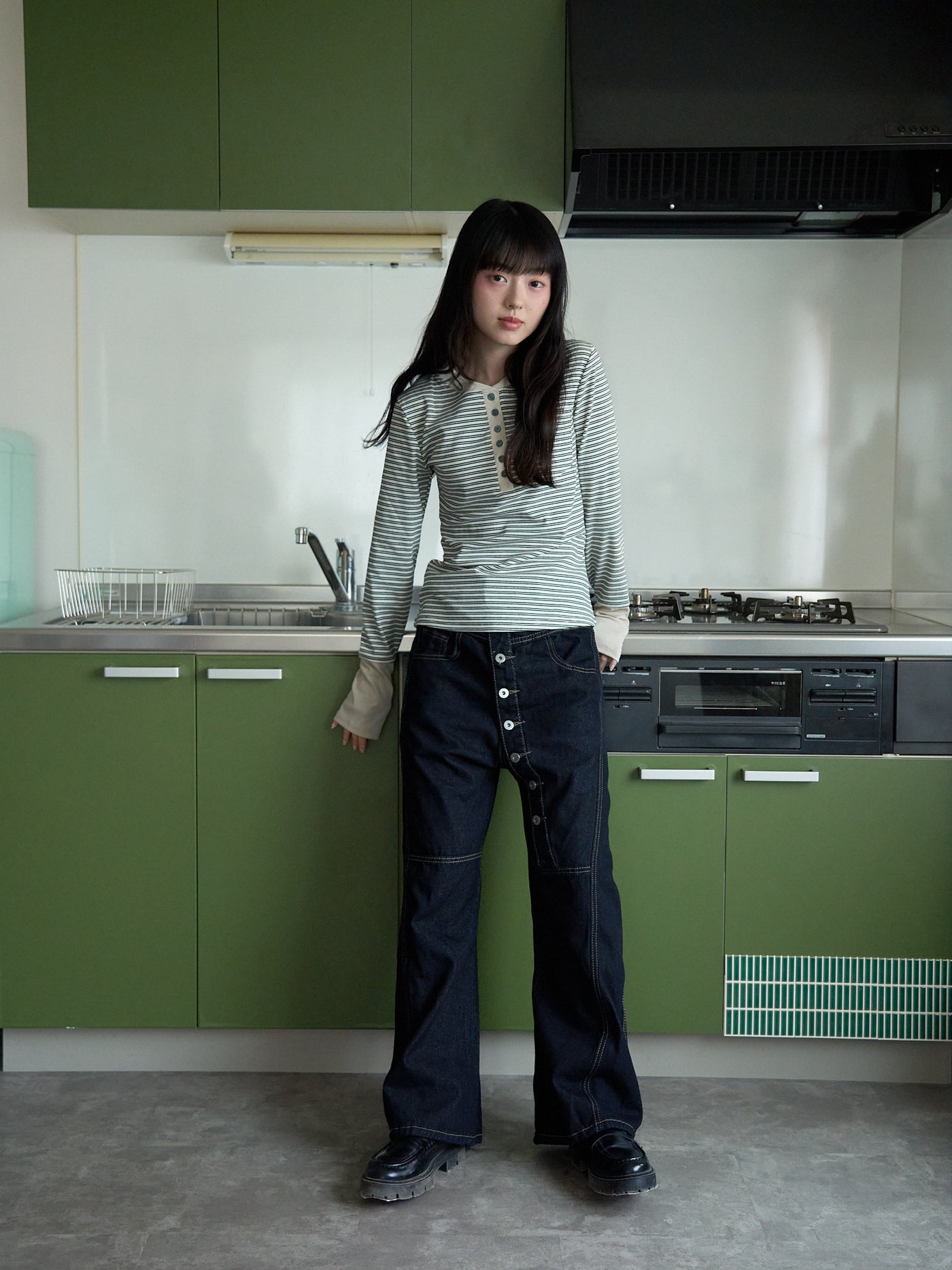 ボーダー ロングTシャツ 大人カジュアル レディース Uenui