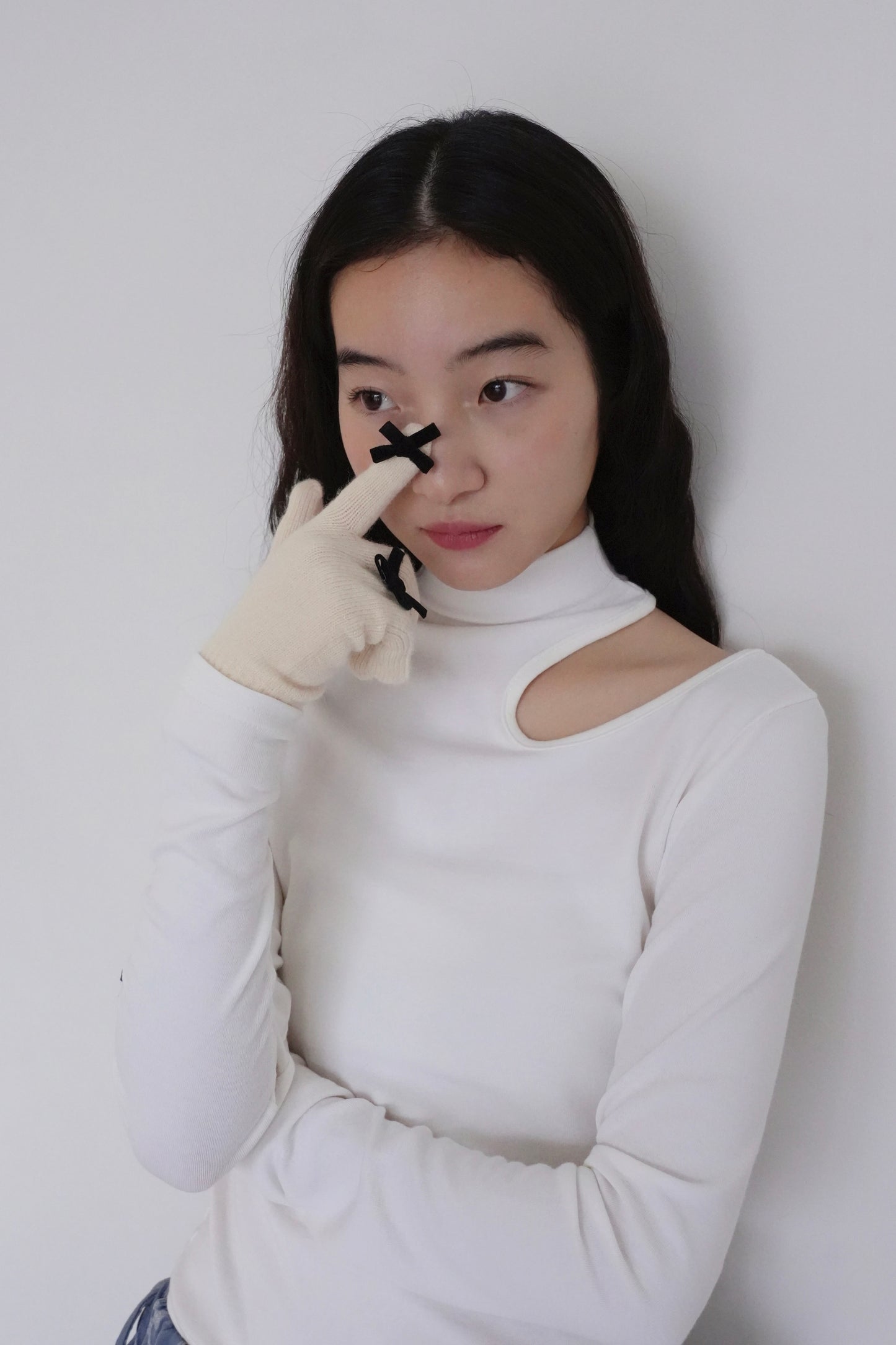 ribbon knit gloves